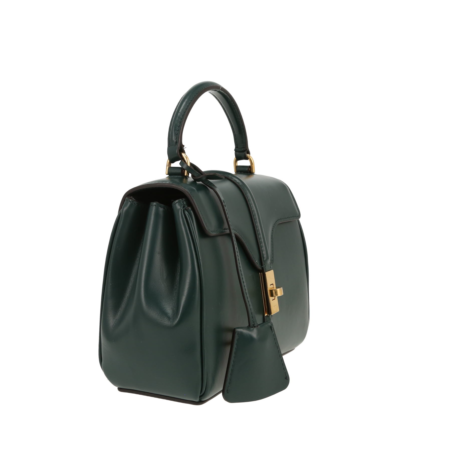 Celine  16 mini  shoulder bag  in green leather