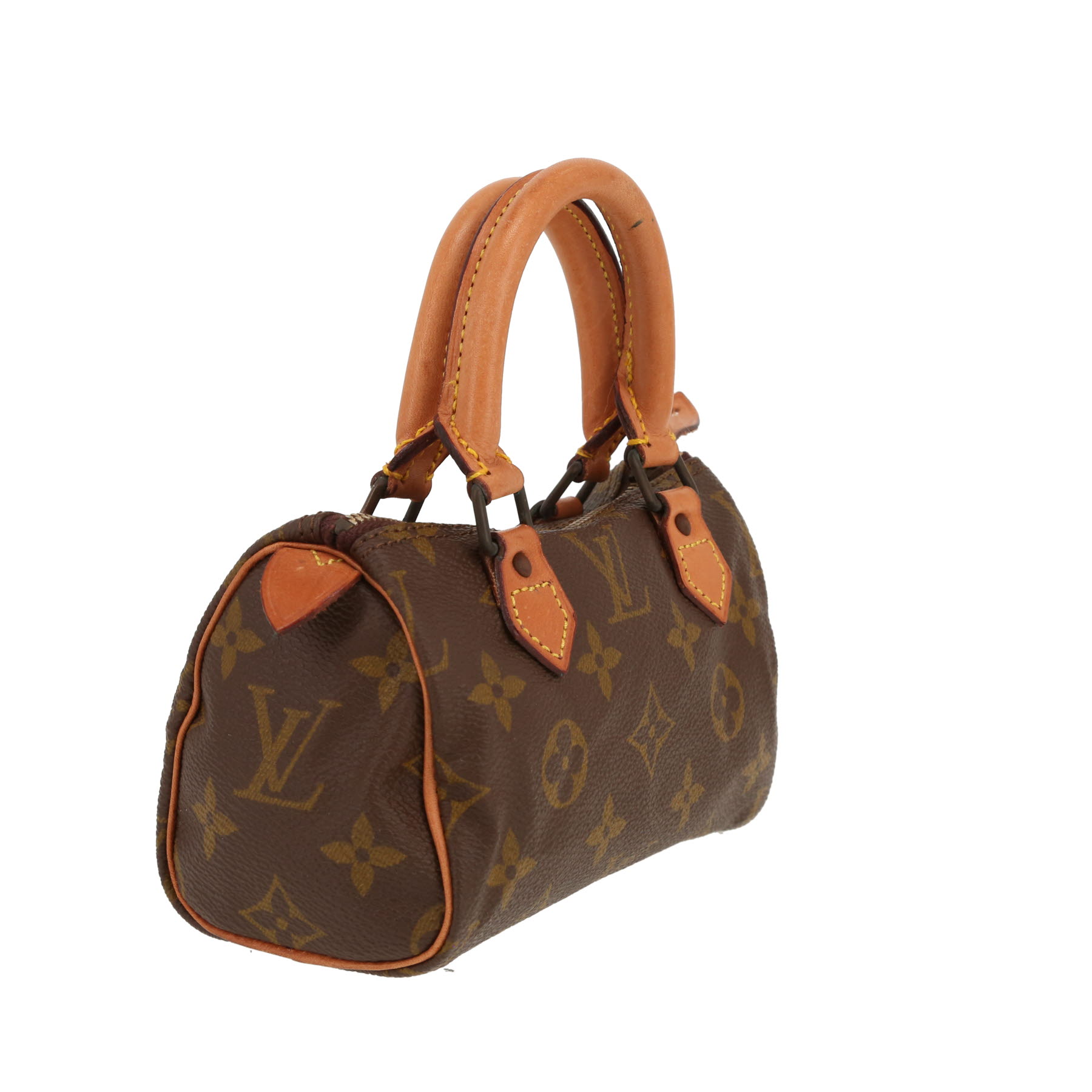 Louis Vuitton  Nano Speedy handbag  in brown monogram canvas  and natural leather