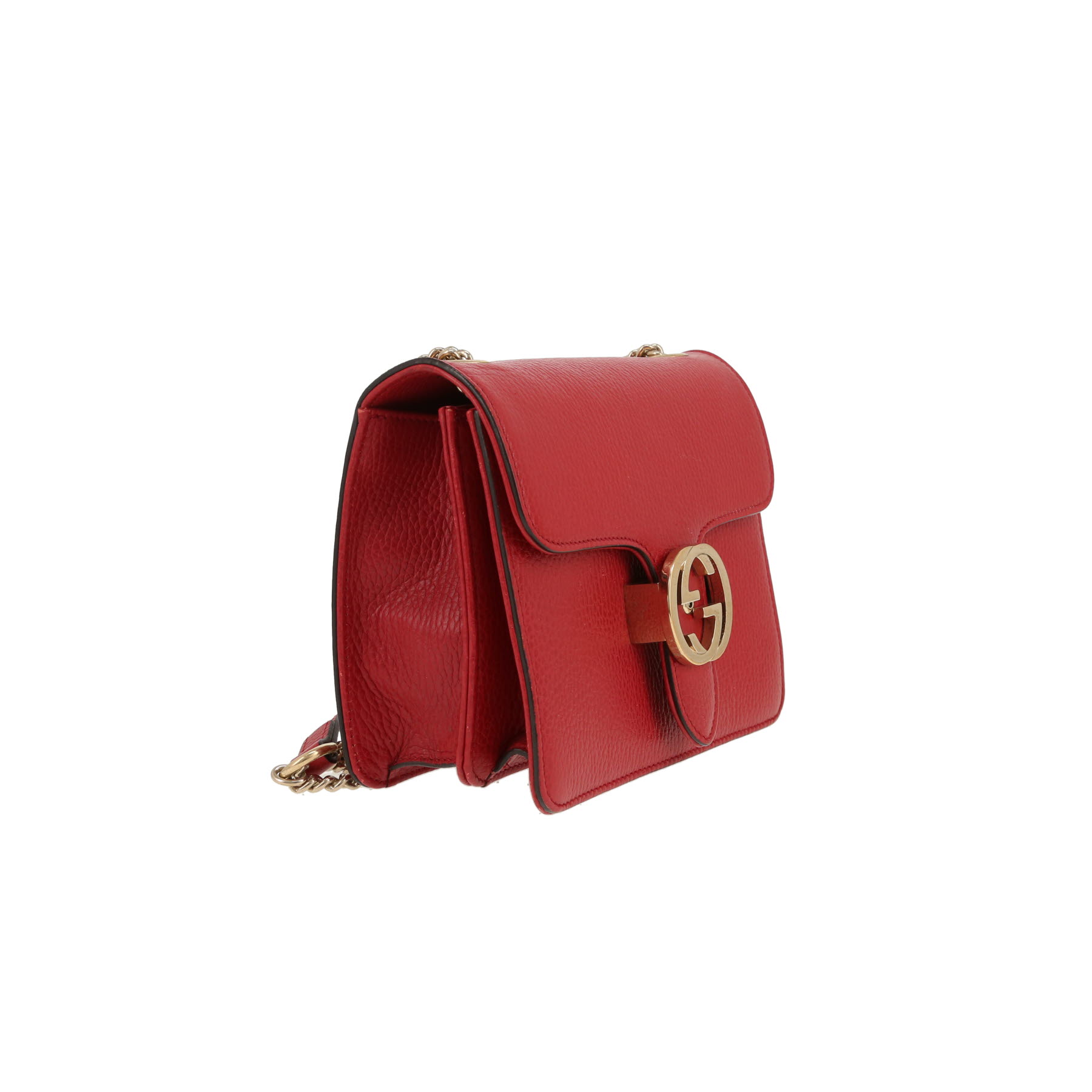 Gucci  Interlocking G shoulder bag  in red grained leather