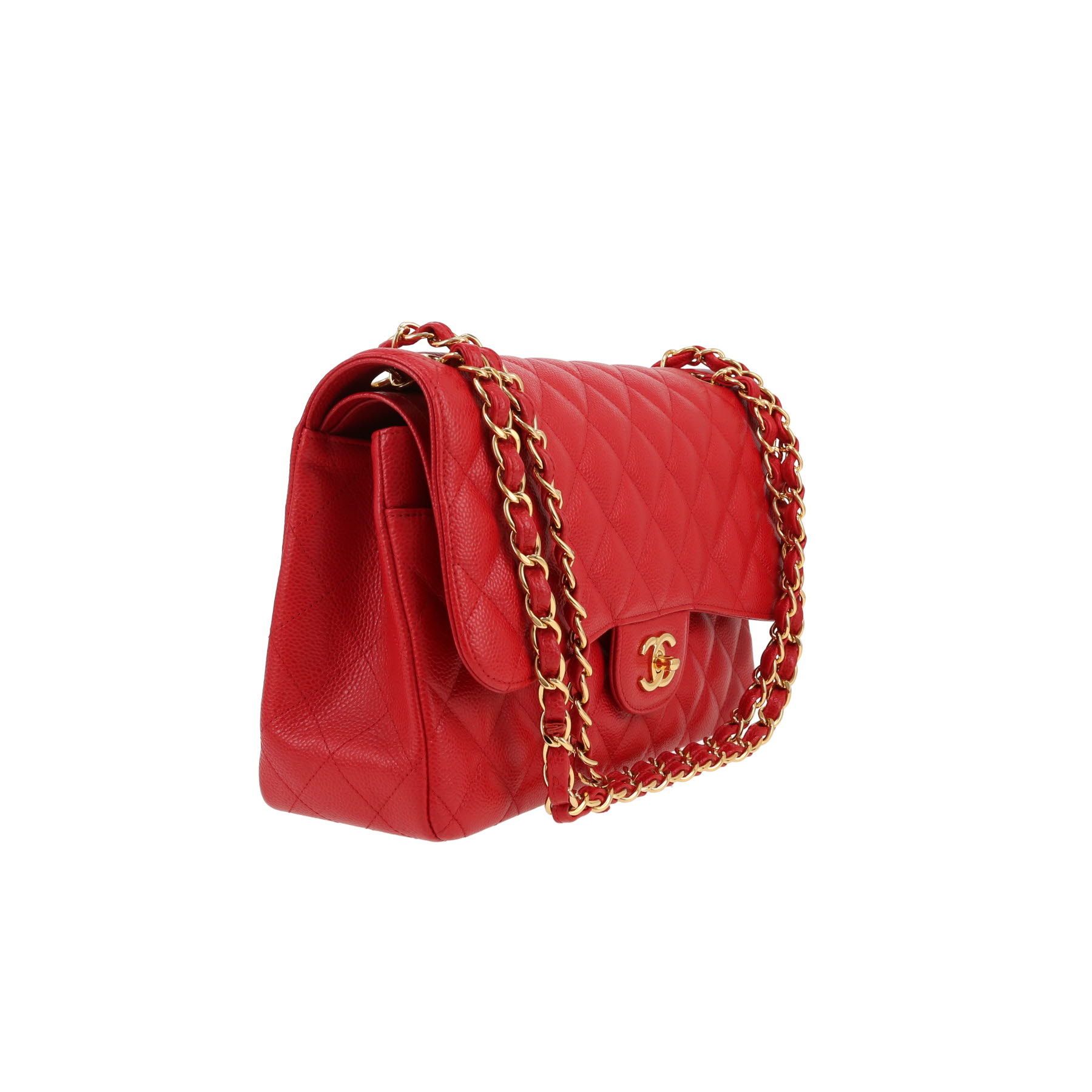 Sac bandoulière Chanel  Timeless Jumbo en cuir grainé matelassé rouge