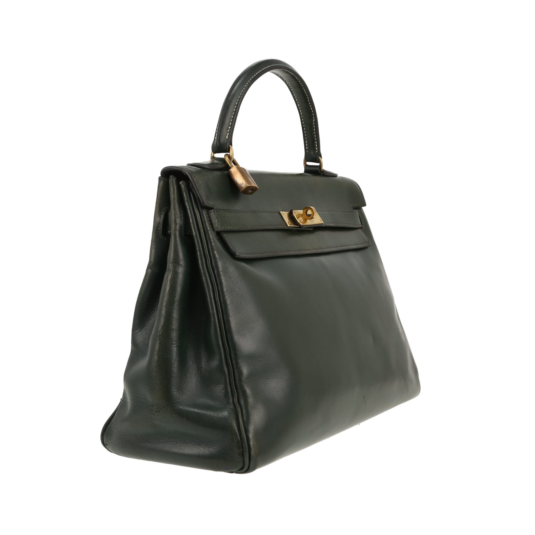 Hermès  Kelly 32 cm handbag  in green box leather
