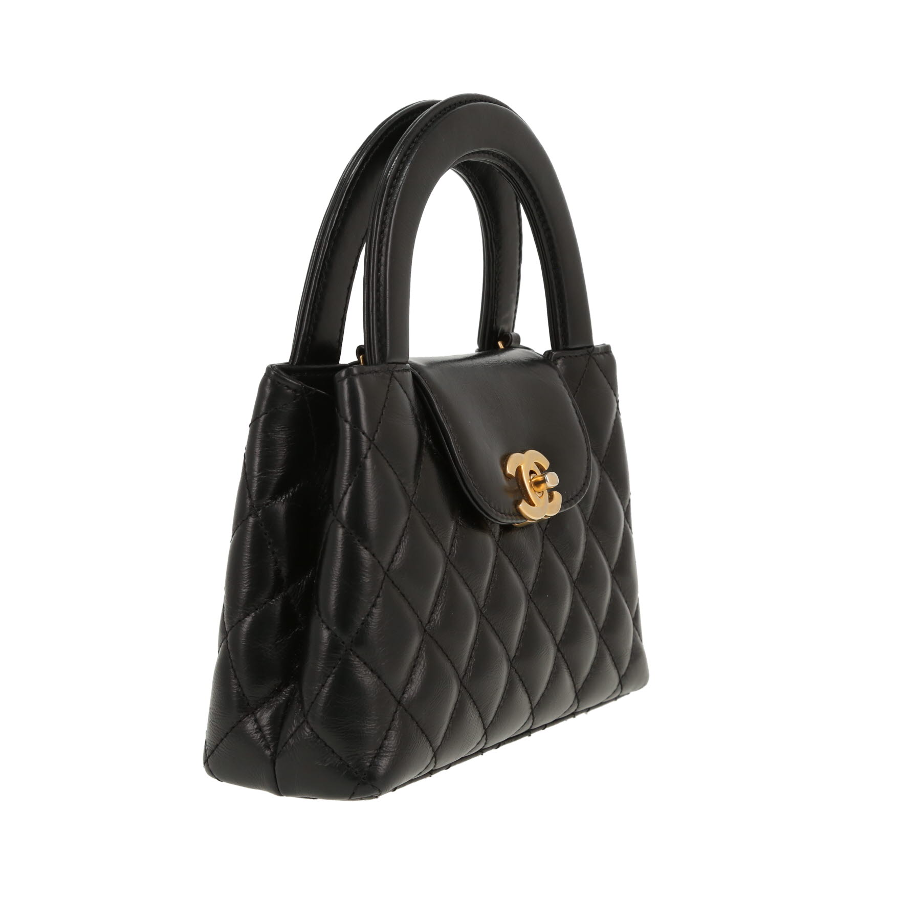 Chanel  Mini Shopping shoulder bag  in black quilted leather