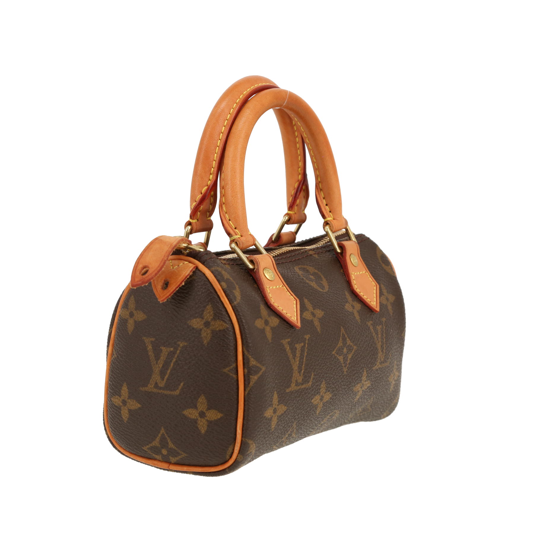 Bolso bandolera Louis Vuitton  Nano Speedy en lona Monogram marrón y cuero natural