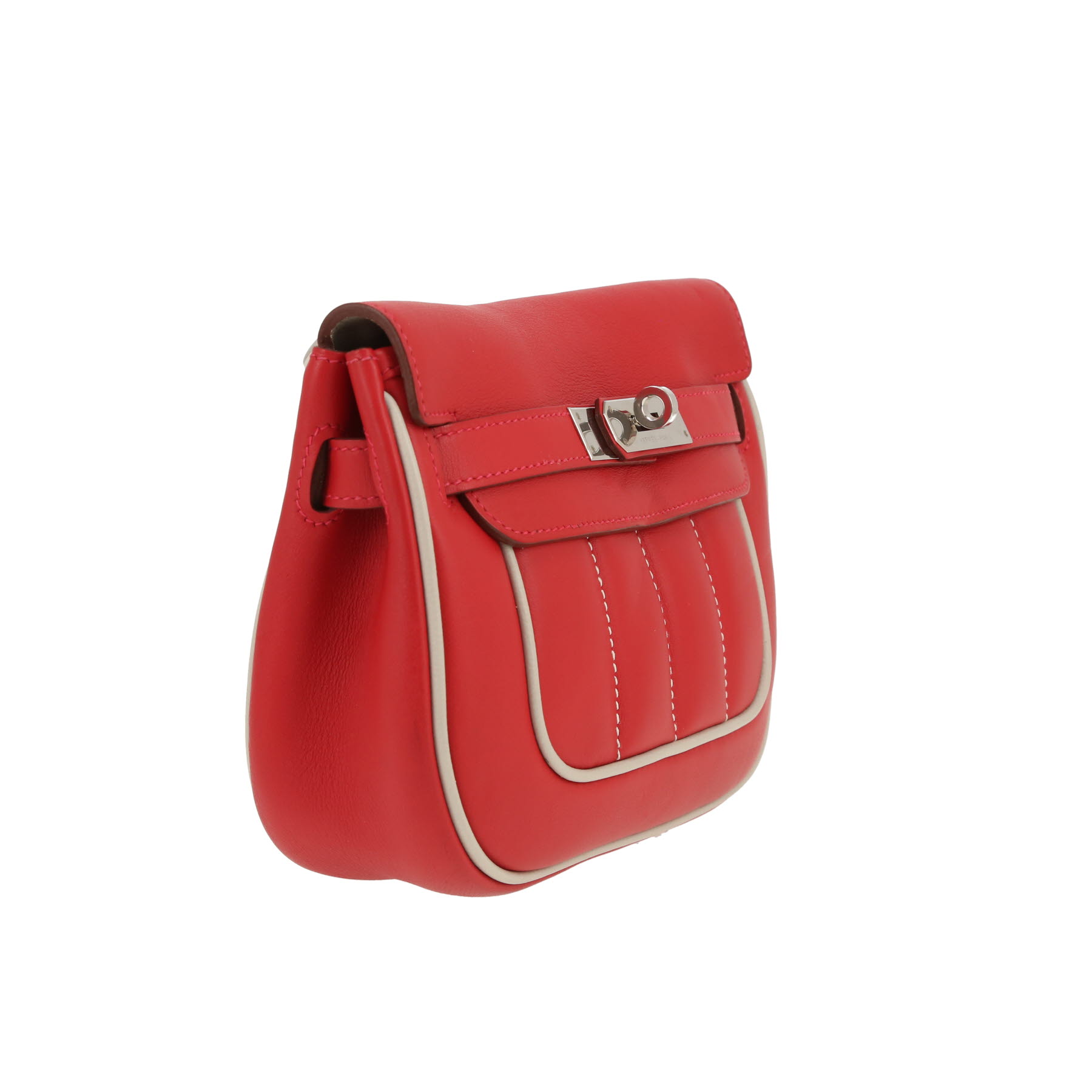 Borsa Hermès  Berline in pelle Swift rossa e profili grigio