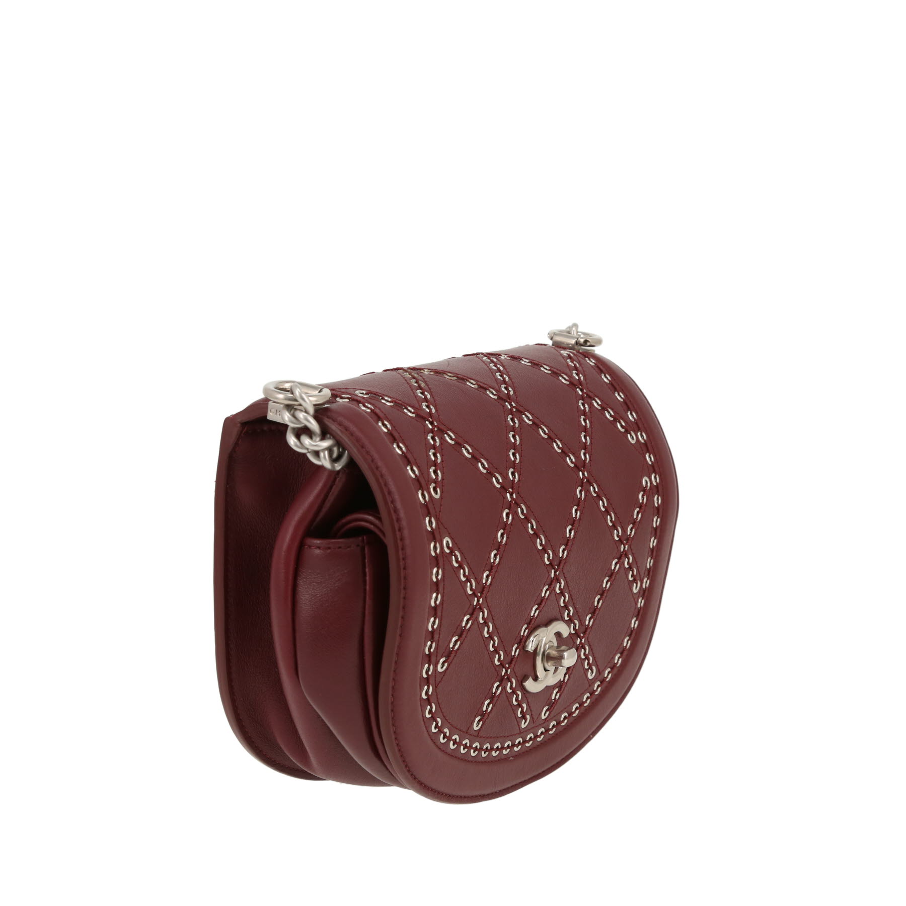 Sac bandoulière Chanel   en cuir bordeaux