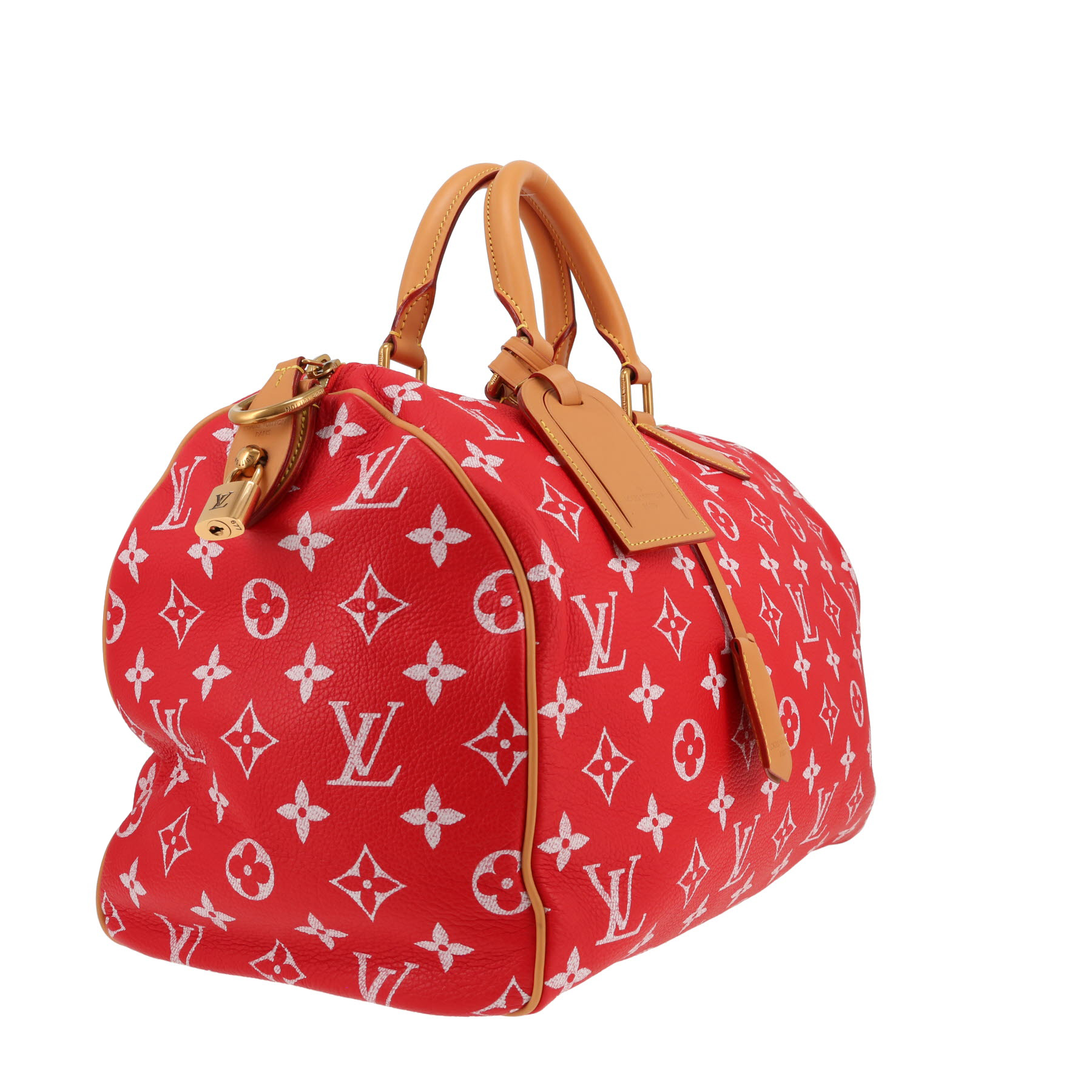 Louis Vuitton  Speedy P9 Bandoulière 40 shoulder bag  in red monogram leather  and natural leather