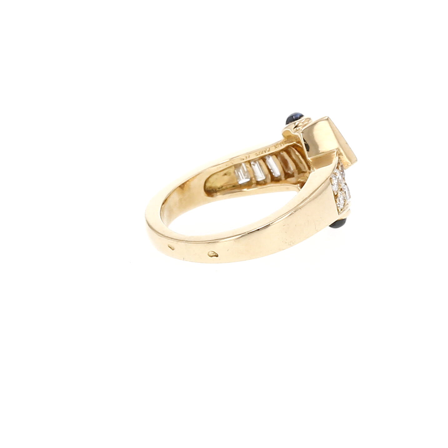 Mauboussin   1980's ring in yellow gold, diamonds and sapphires