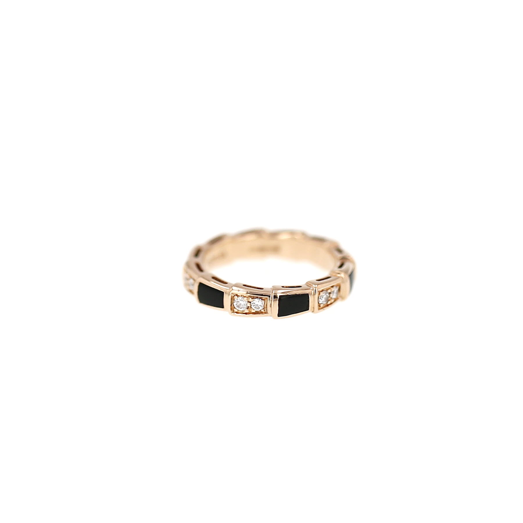Bulgari Serpenti Viper ring in pink gold, diamonds and onyx