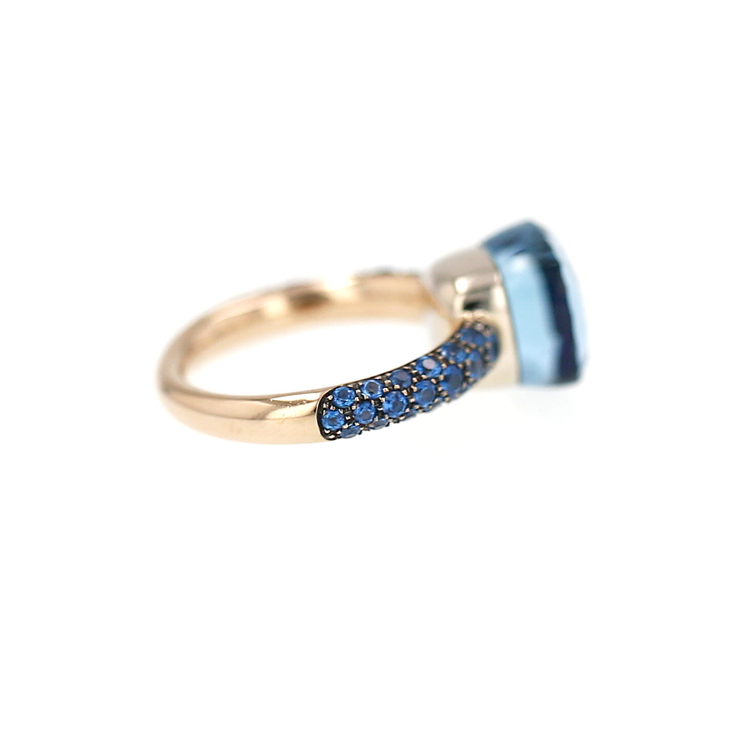 Sortija Pomellato Nudo Deep Blue Classic de oro rosa, topacios blue london y lapislázuli