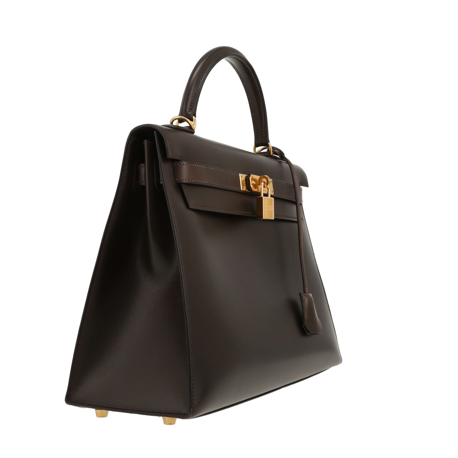 Hermès Kelly 32 cm handbag in brown box calf leather