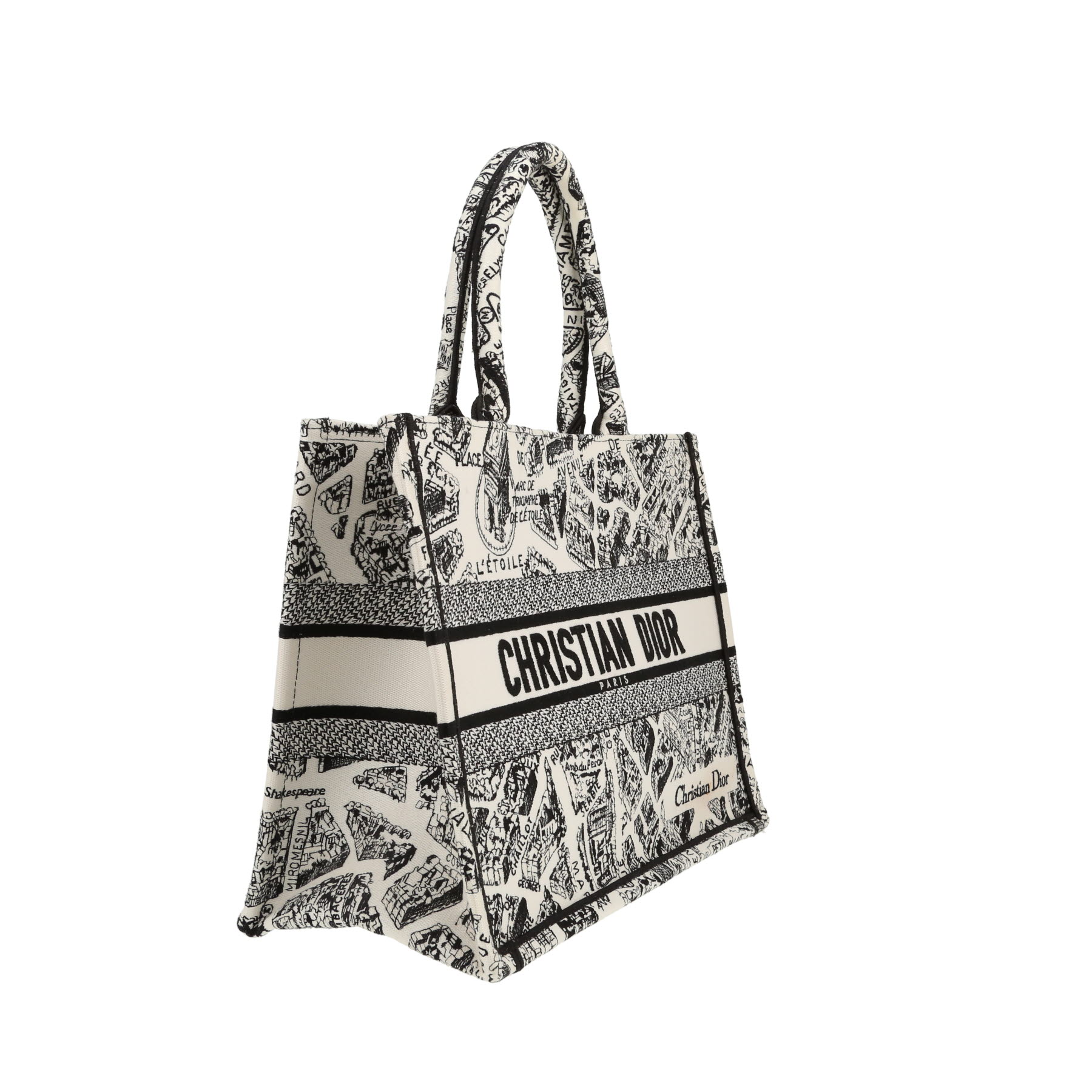 Sac cabas Dior  Book Tote en toile blanche et noire