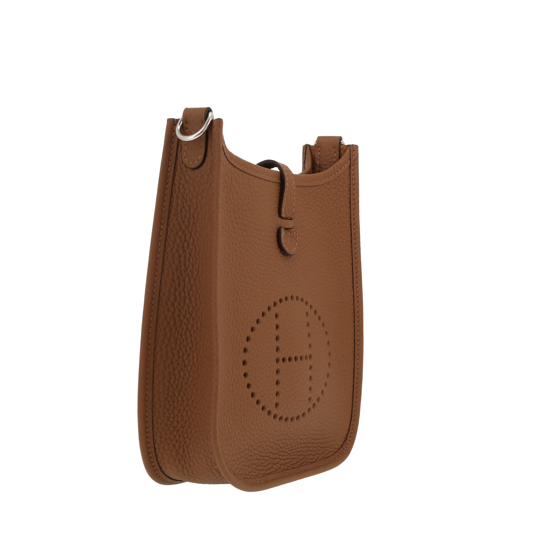 Sac bandoulière Hermès  Mini Evelyne en cuir taurillon clémence Alezan
