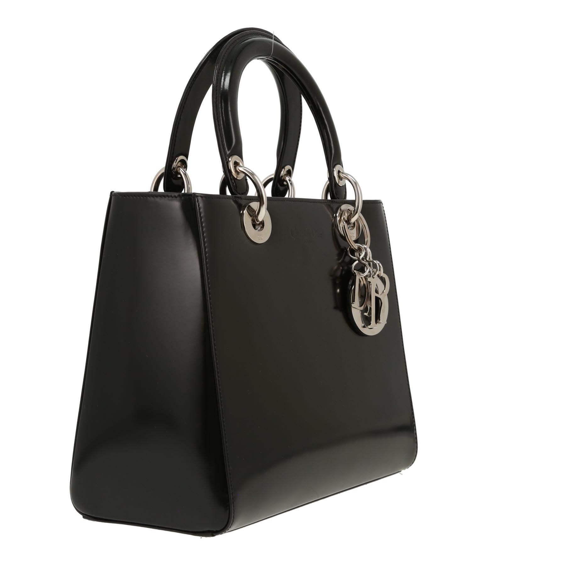 Borsa Dior  Lady Dior modello medio  in pelle lucida nera