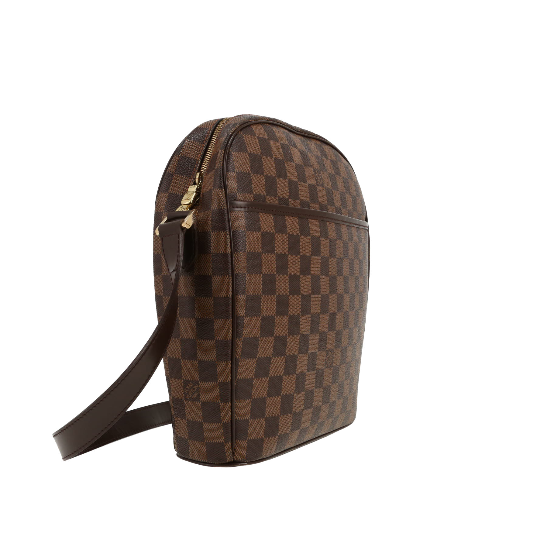 Sac à main Louis Vuitton  Ipanema en toile damier ébène et cuir marron