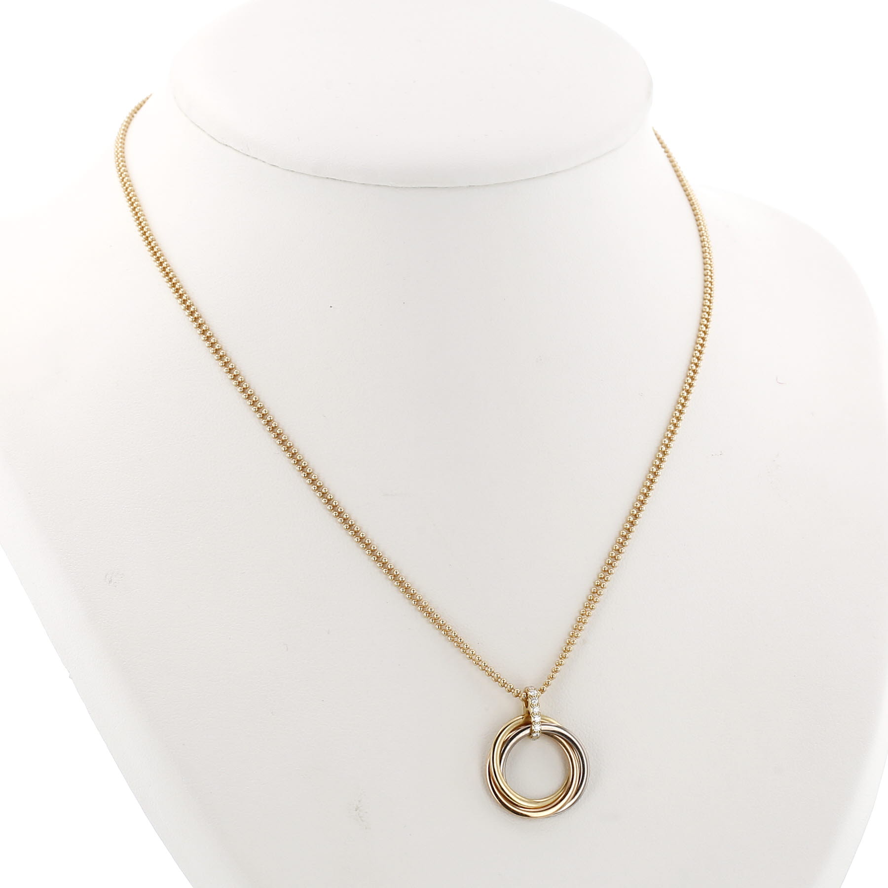 Cartier Trinity medium model necklace in 3 golds and diamonds