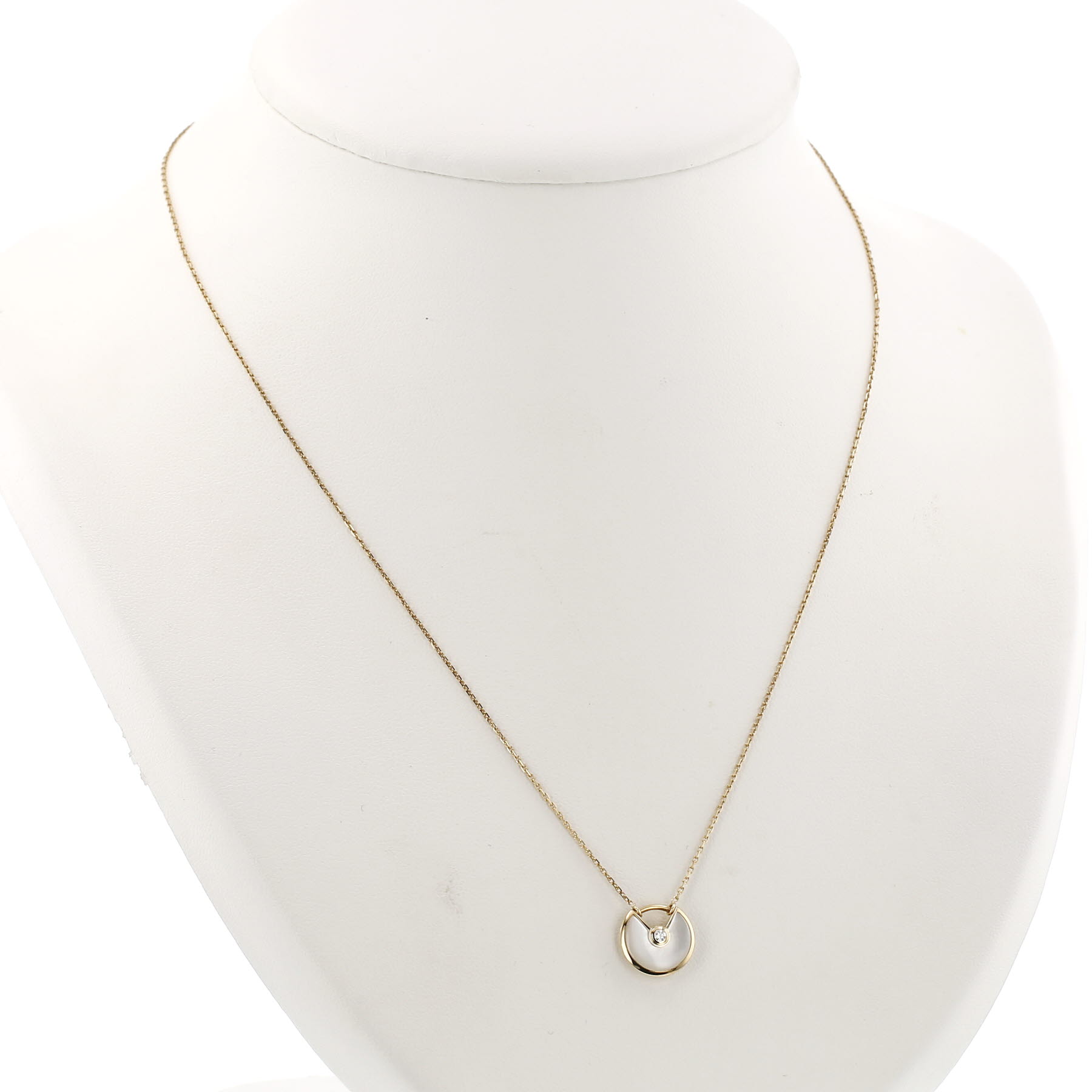 Cartier Amulette size XS necklace in yellow gold, diamond and mother of pearl