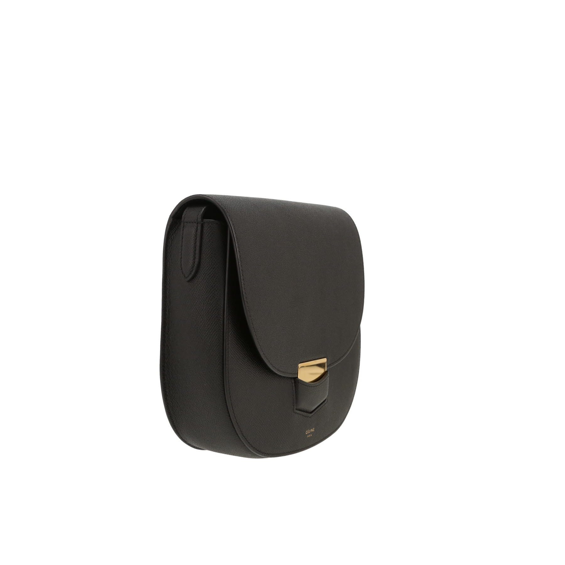 Celine  Trotteur shoulder bag  in black grained leather