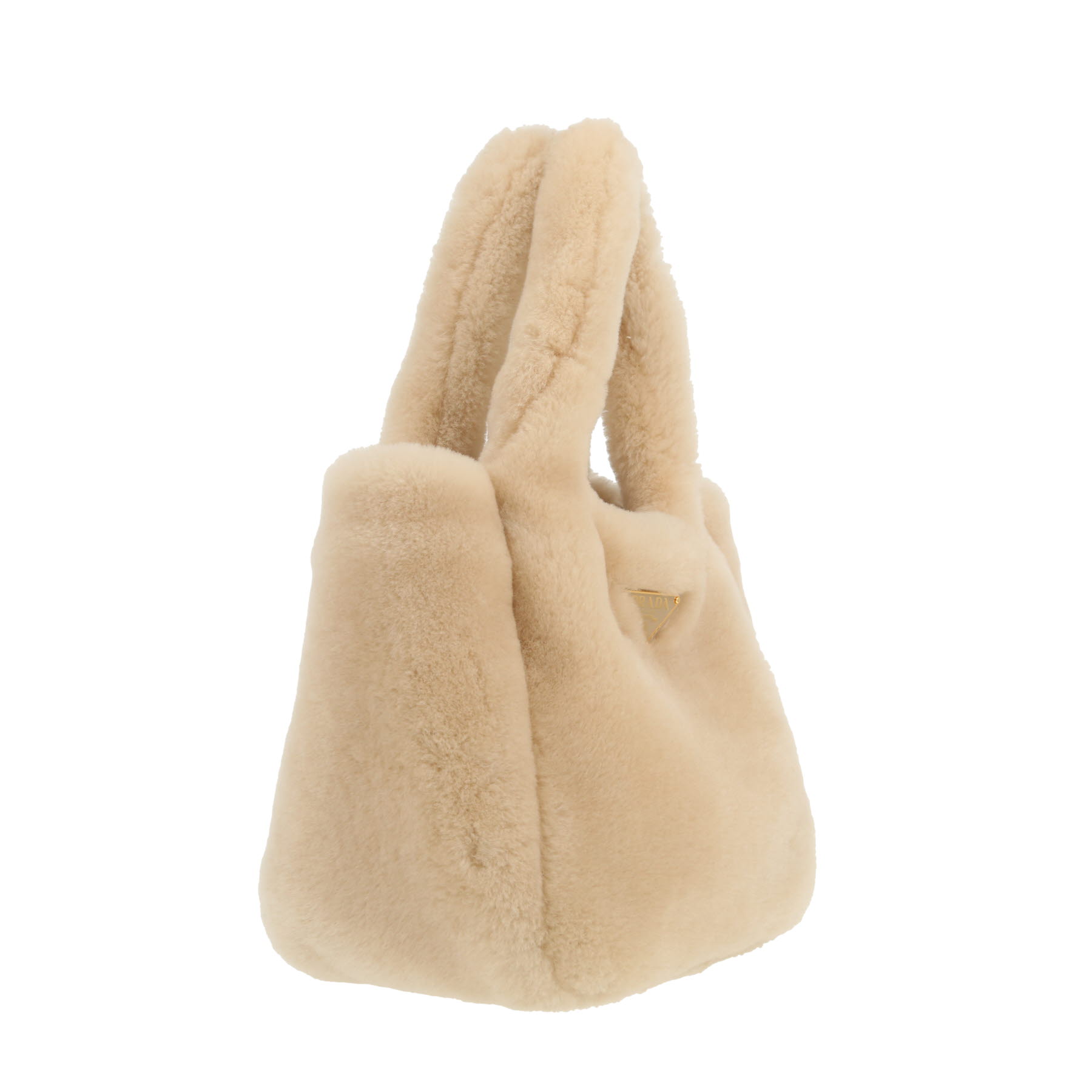 Prada   handbag  in beige synthetic furr
