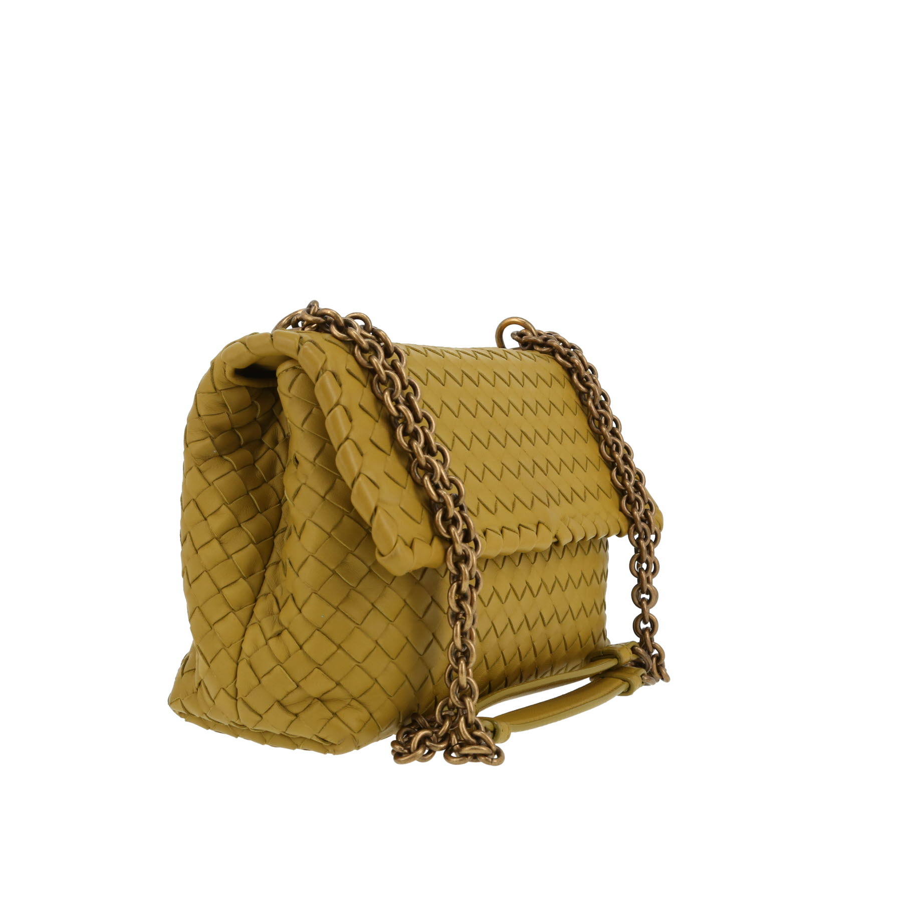 Borsa a tracolla Bottega Veneta  Olimpia in pelle intrecciata verde