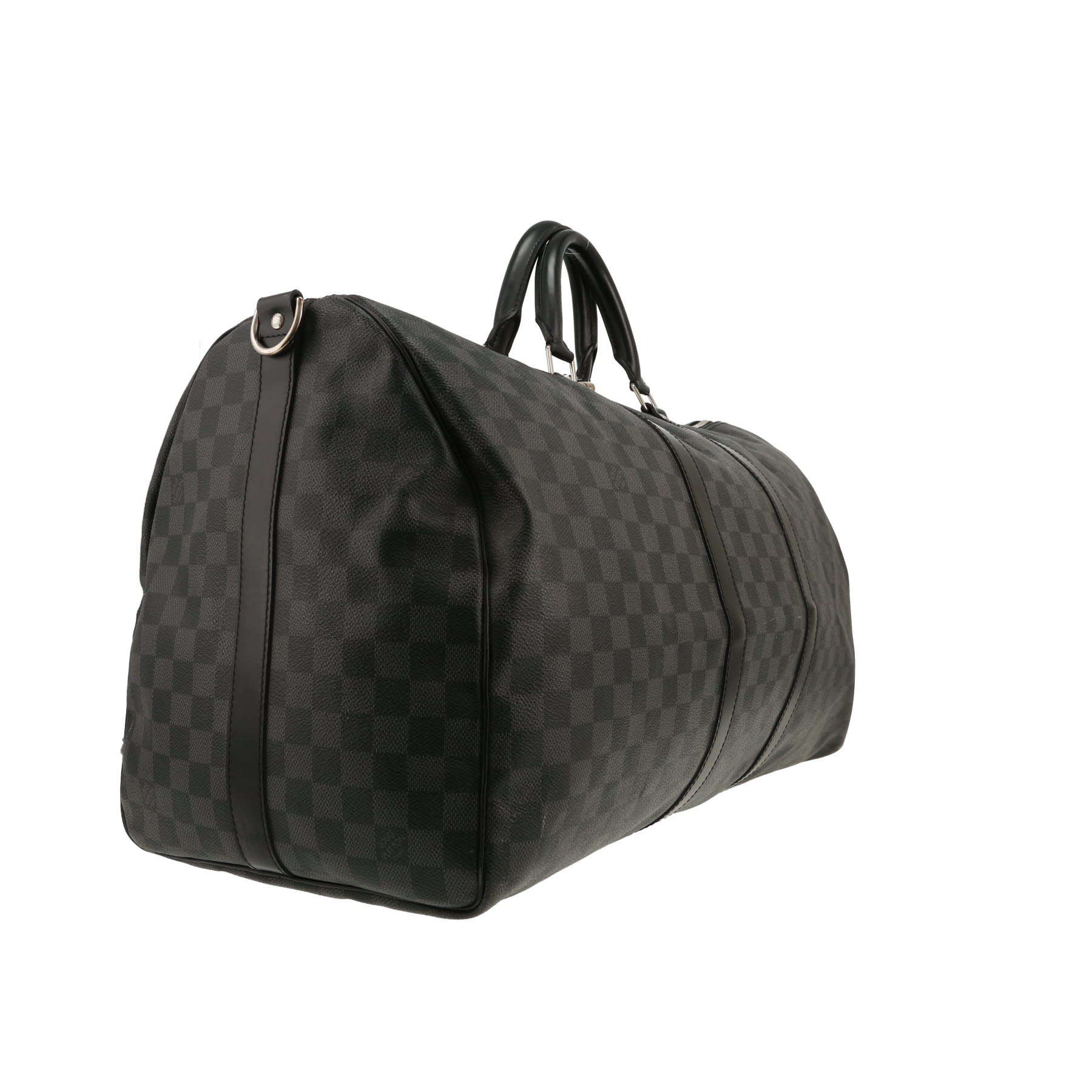 Louis Vuitton Keepall 55 travel bag in Graphite Damier canvas and black leather