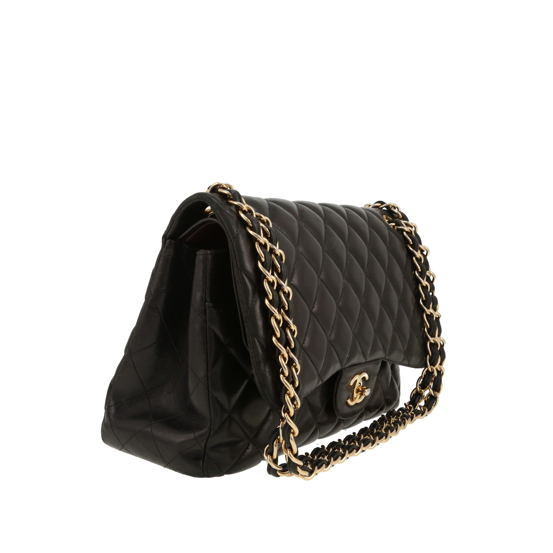 Chanel  Timeless Jumbo shoulder bag  in black quilted leather
