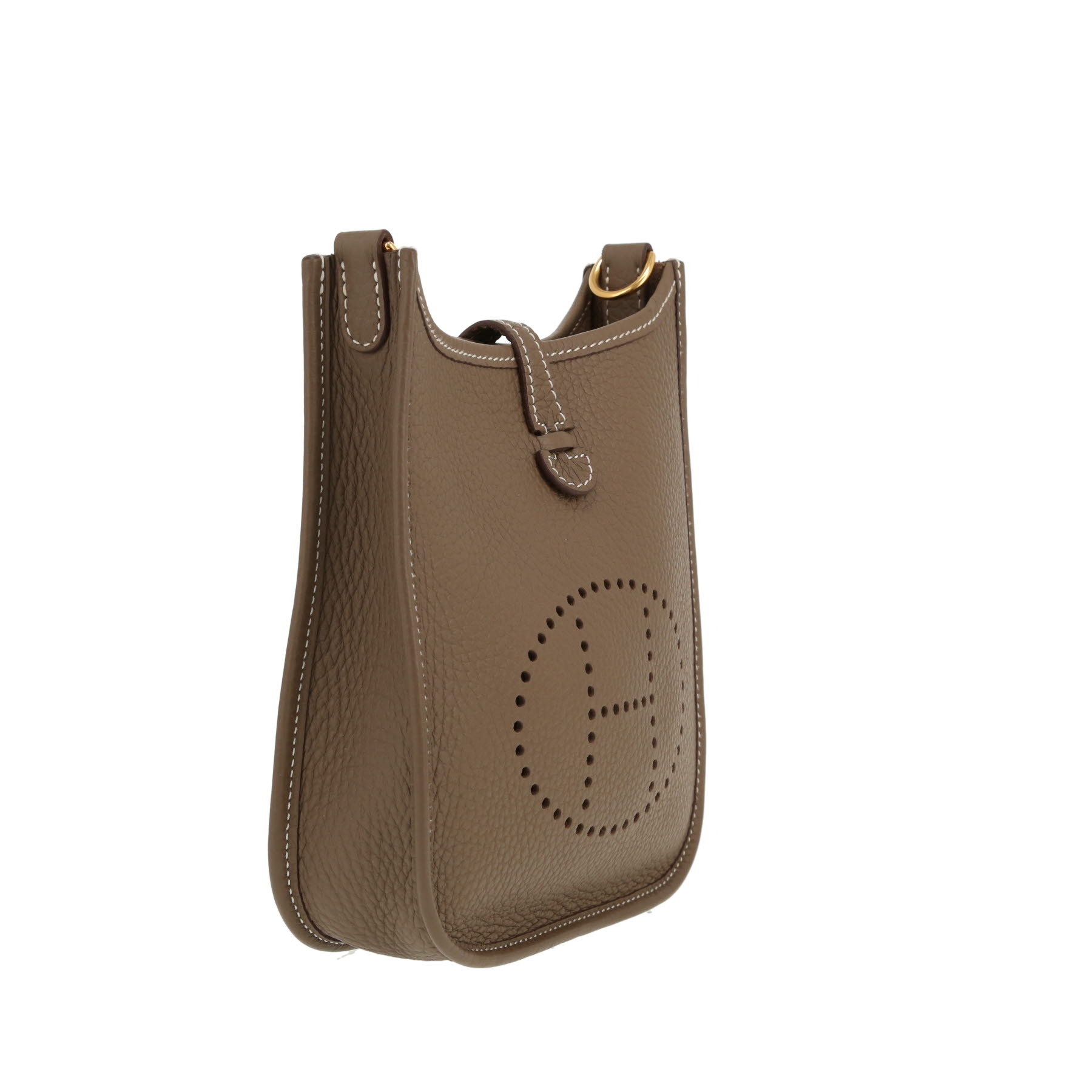 Borsa a tracolla Hermès  Mini Evelyne in pelle taurillon clemence etoupe
