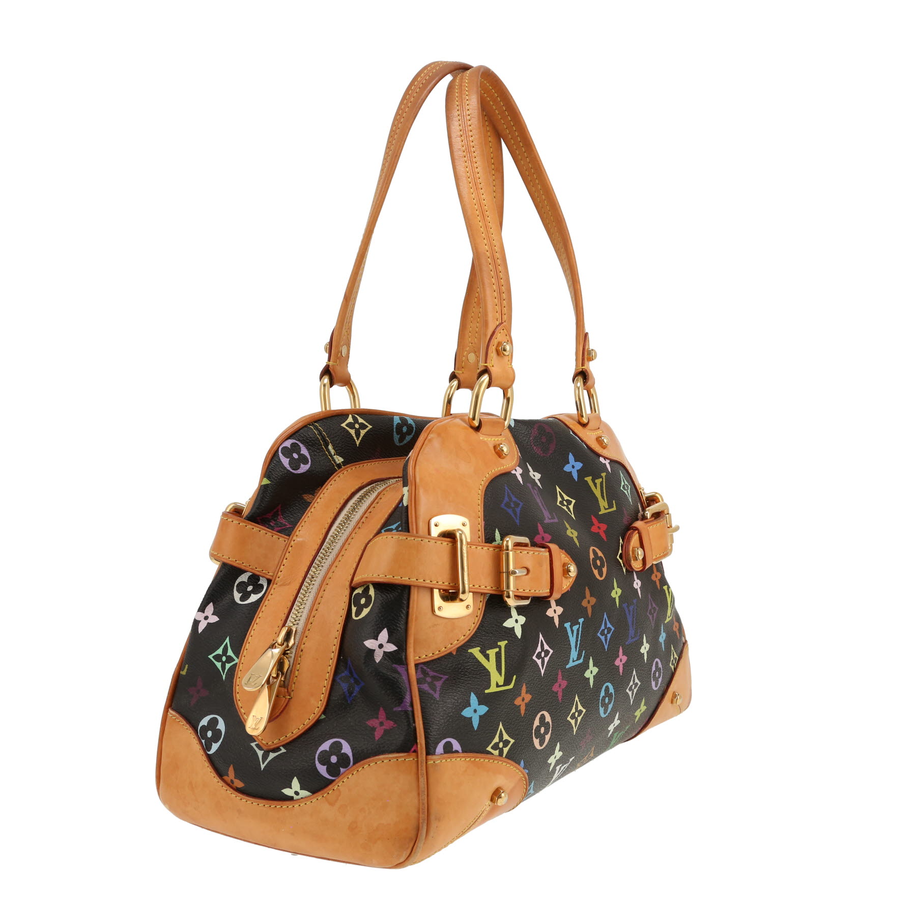 Louis Vuitton  Claudia handbag  in multicolor and black monogram canvas  and natural leather