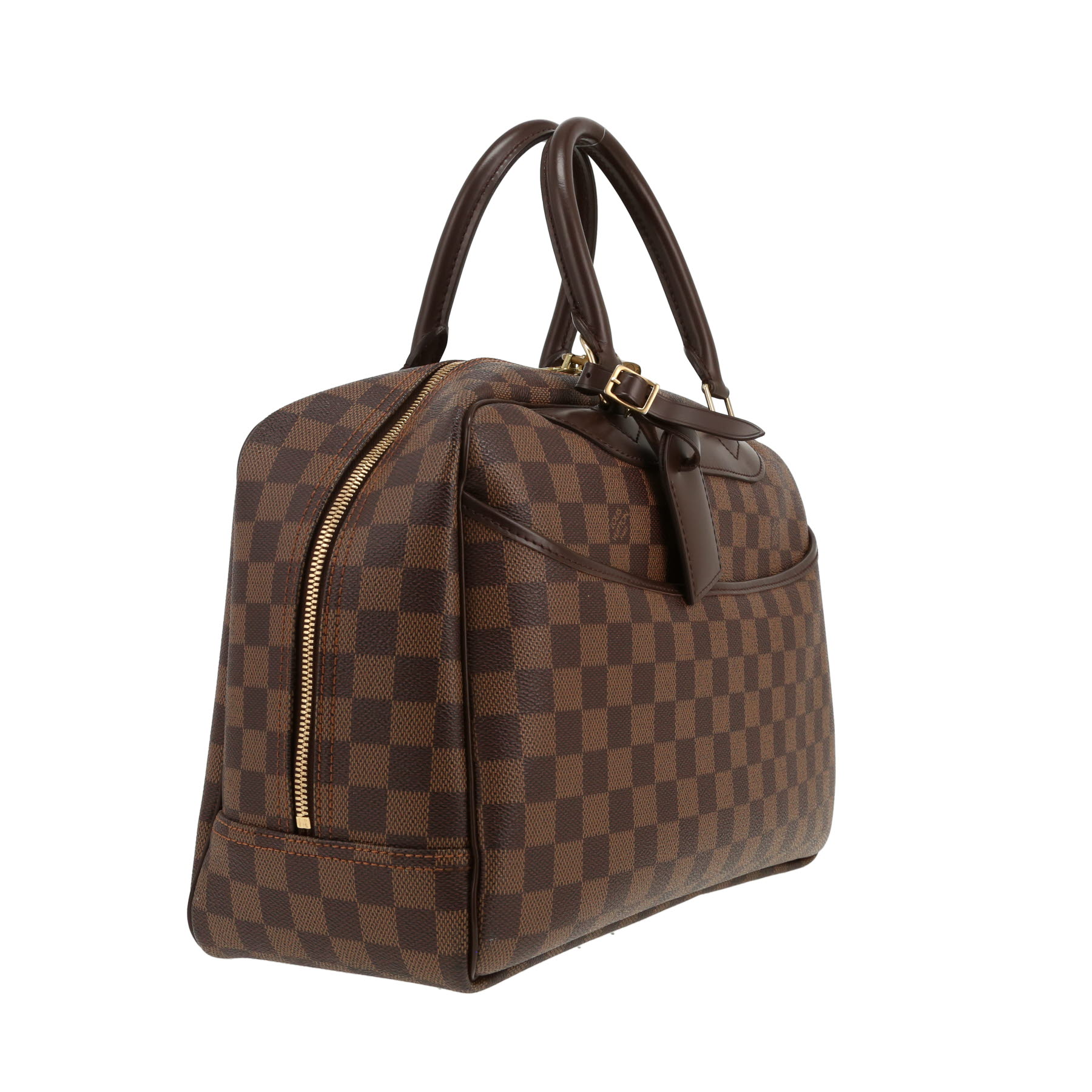 Louis Vuitton Deauville handbag in Ebène Damier canvas and brown leather