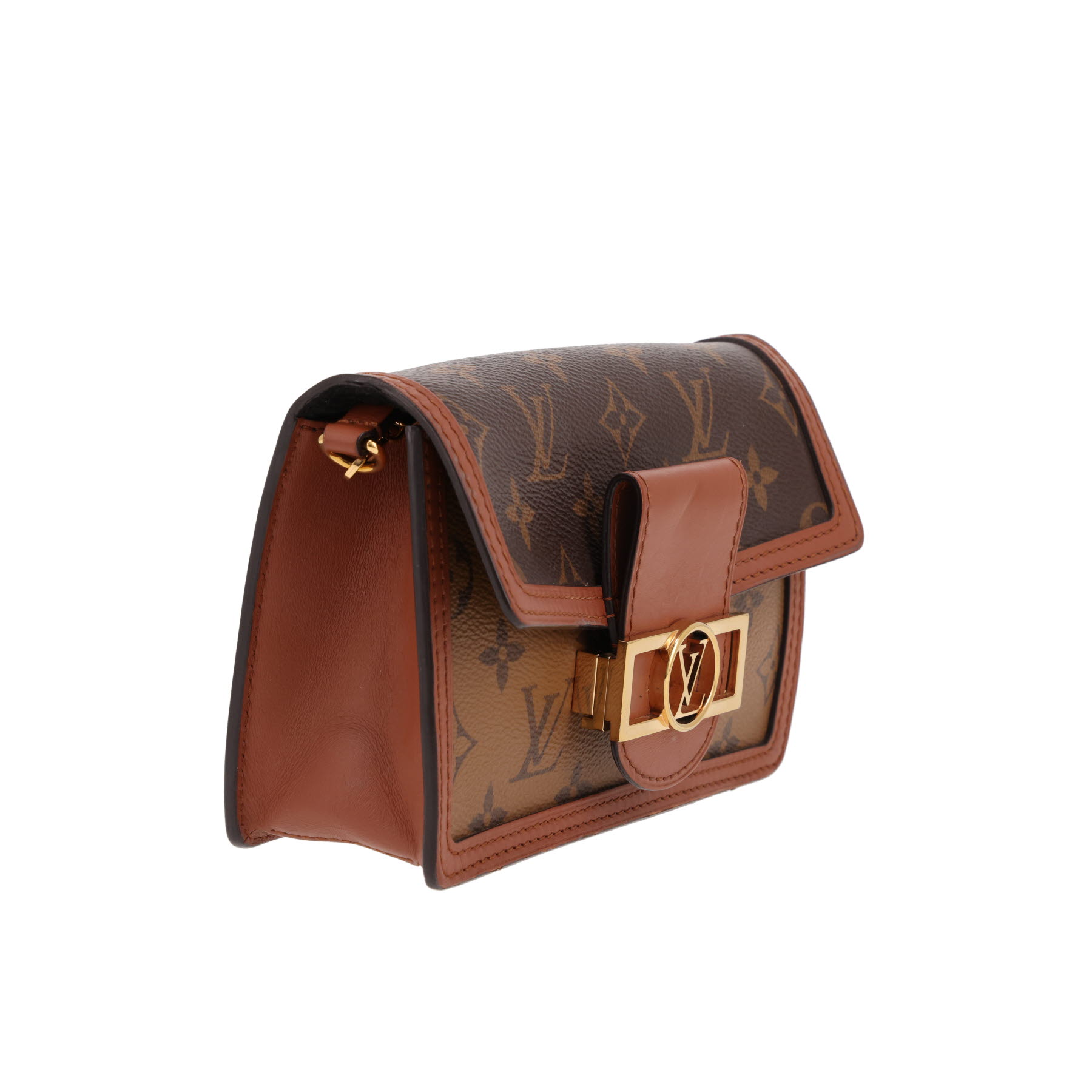 Louis Vuitton shoulder bag  with Dauphine chain wallet in two-tone brown Monogram canvas and brown leather