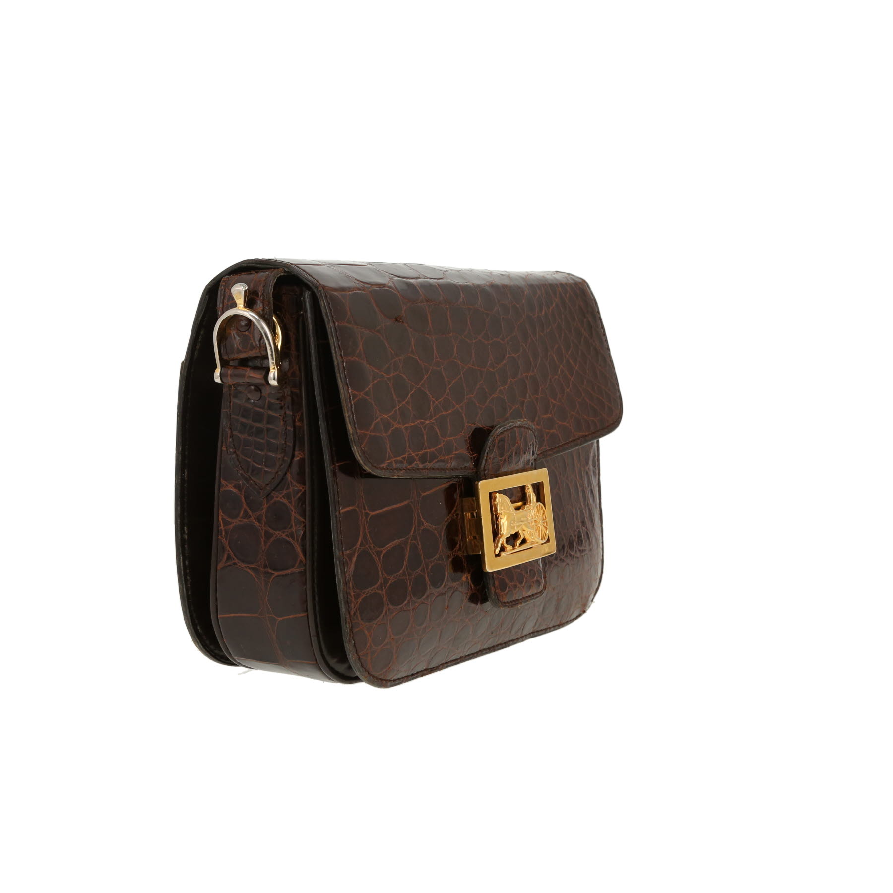 Borsa Celine  Horse Carriage in coccodrillo marrone