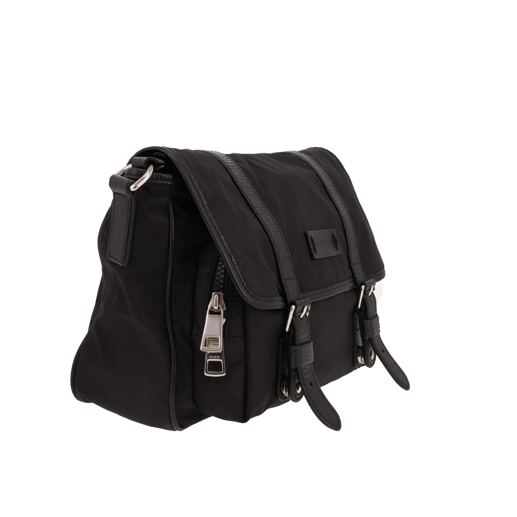 Bolso bandolera Gucci  Messenger en lona negra y cuero negro