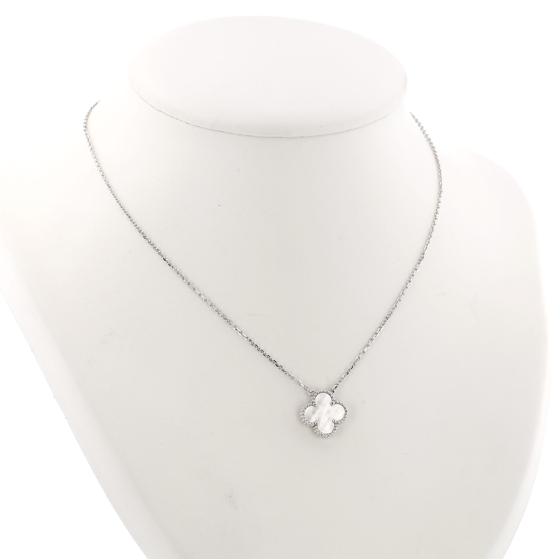 Van Cleef & Arpels Vintage Alhambra necklace in white gold and mother of pearl