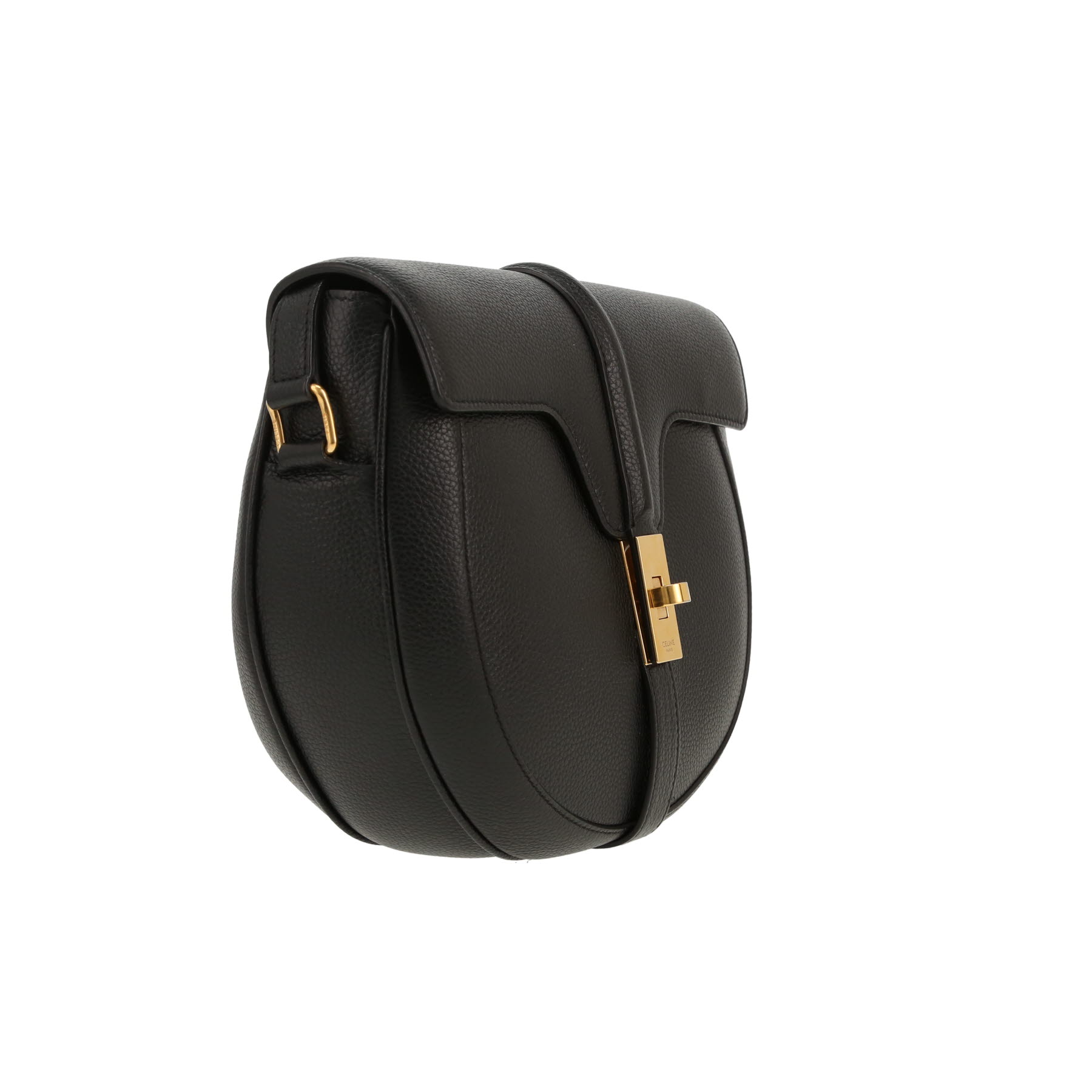 Celine  16 shoulder bag  in black grained leather