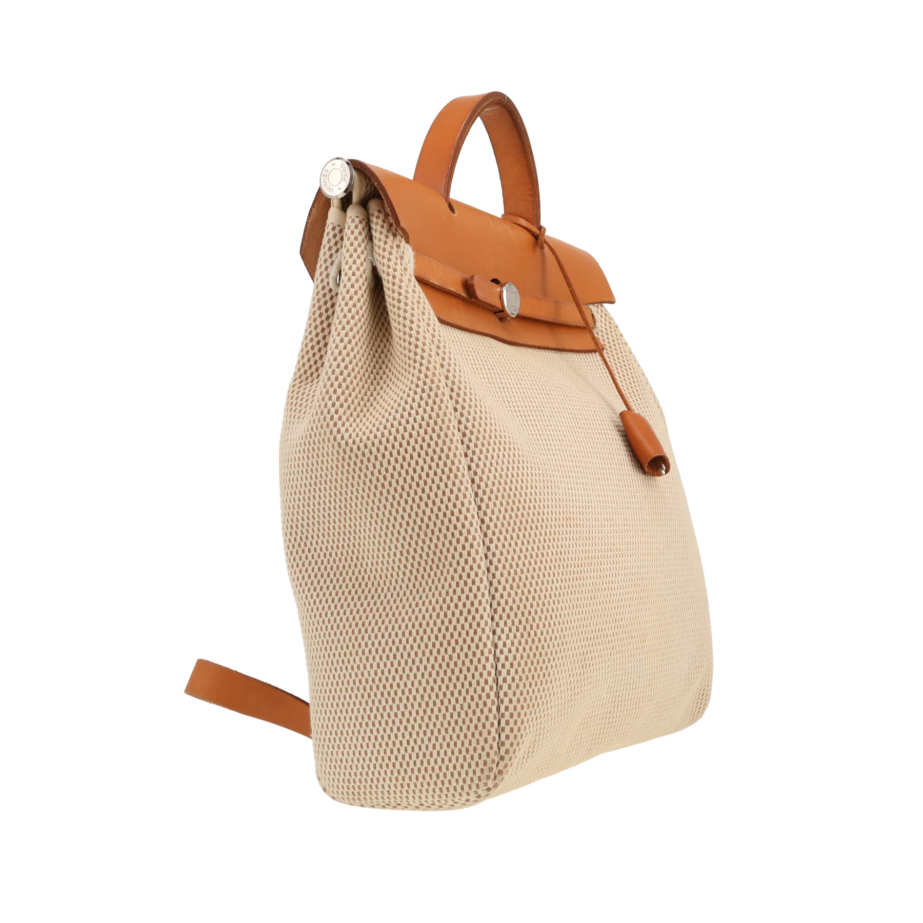 Hermès  Herbag - Backpack backpack  in beige canvas  and Hunter cowhide