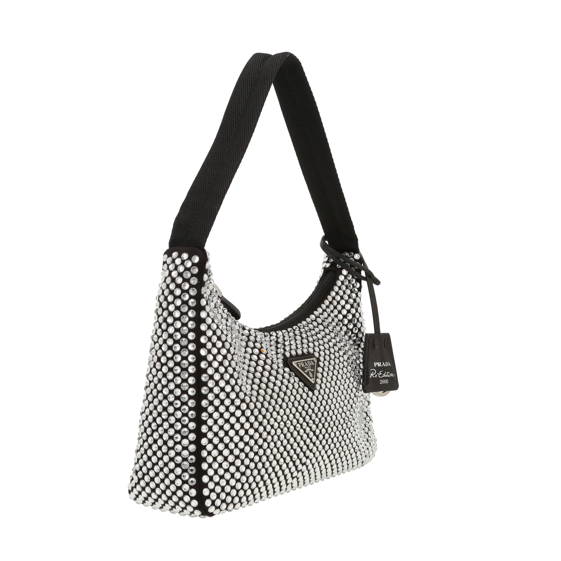 Borsa Prada  Re-Edition 2000 in tela nera con cristalli