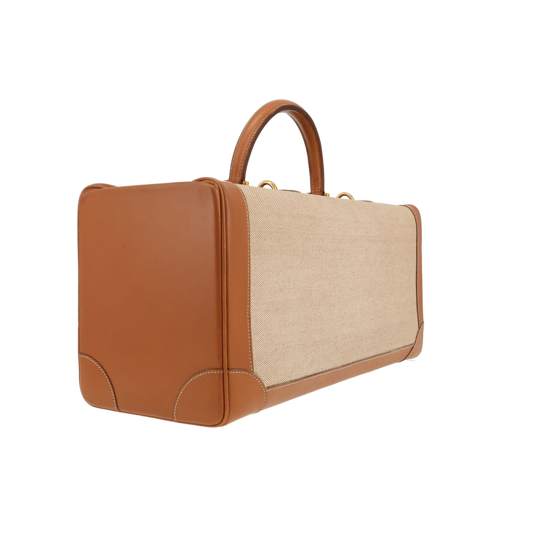 Hermès   briefcase  "H" canvas  and brown leather