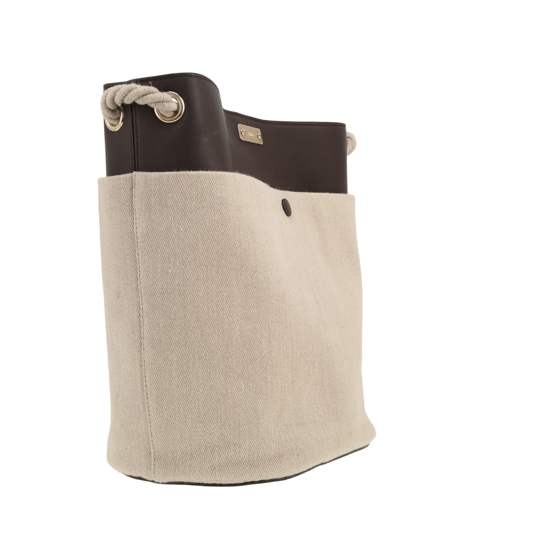 Chloé   handbag  in beige canvas  and brown leather