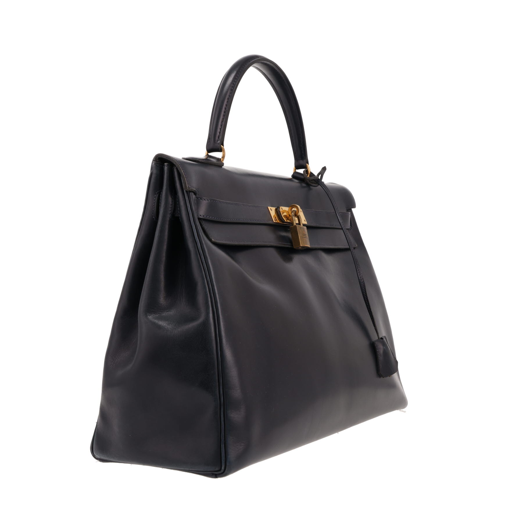 Hermès Kelly 35 cm handbag in Bleu Marine box leather