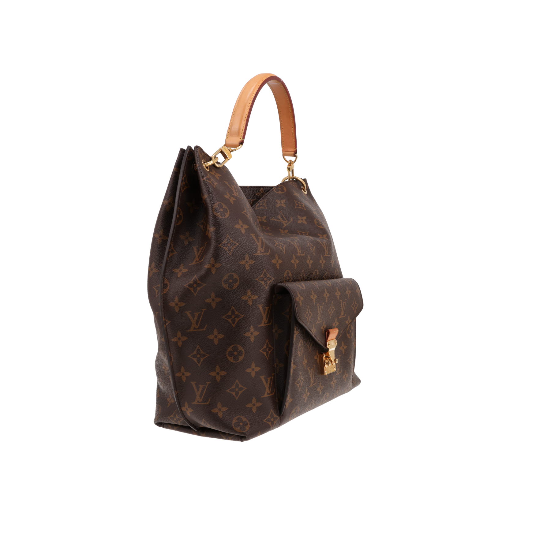 Bolso de hombro Louis Vuitton Metis Hobo de lona Monogram marrón y piel natural