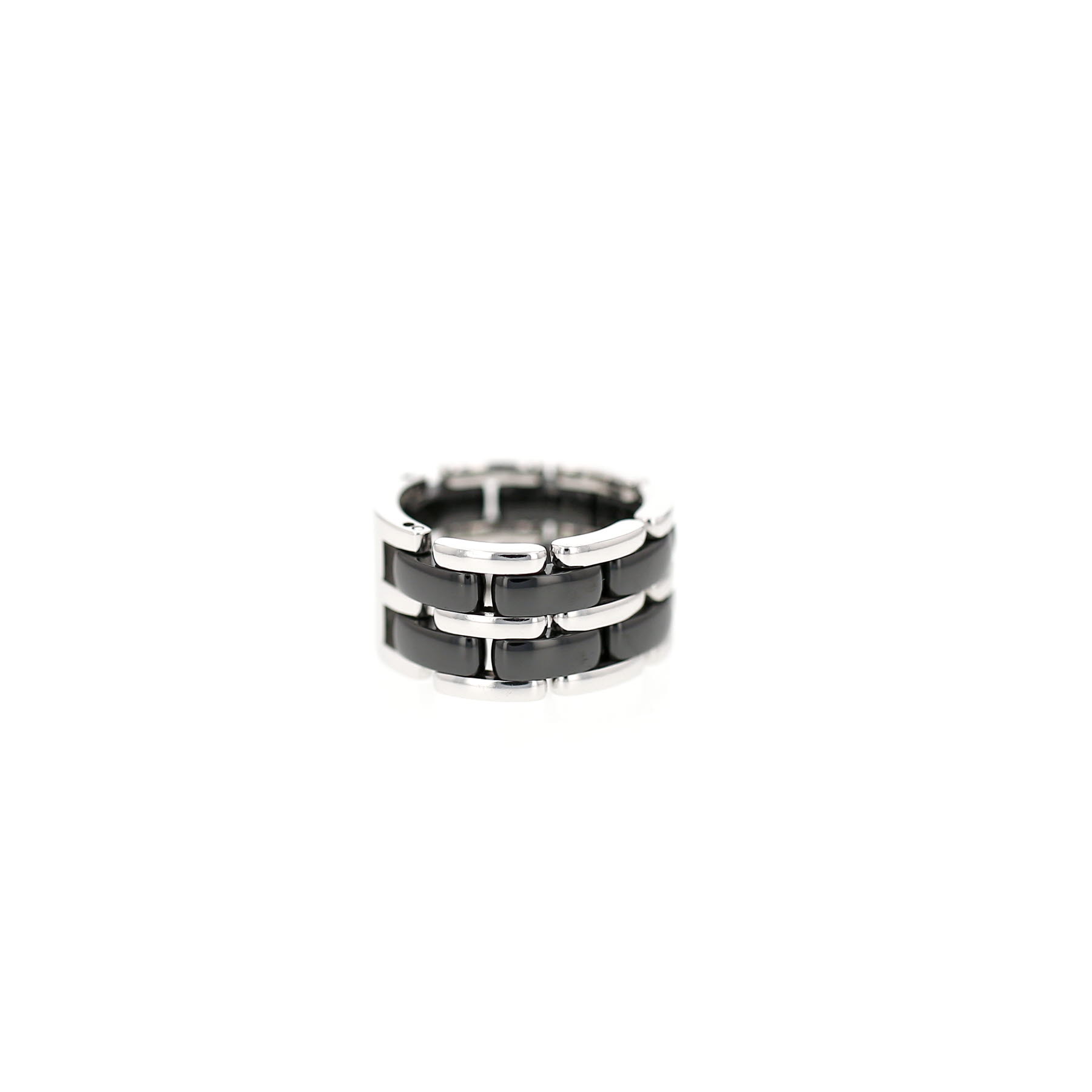 Flexible Chanel Ultra large model ring in white gold and ceramic