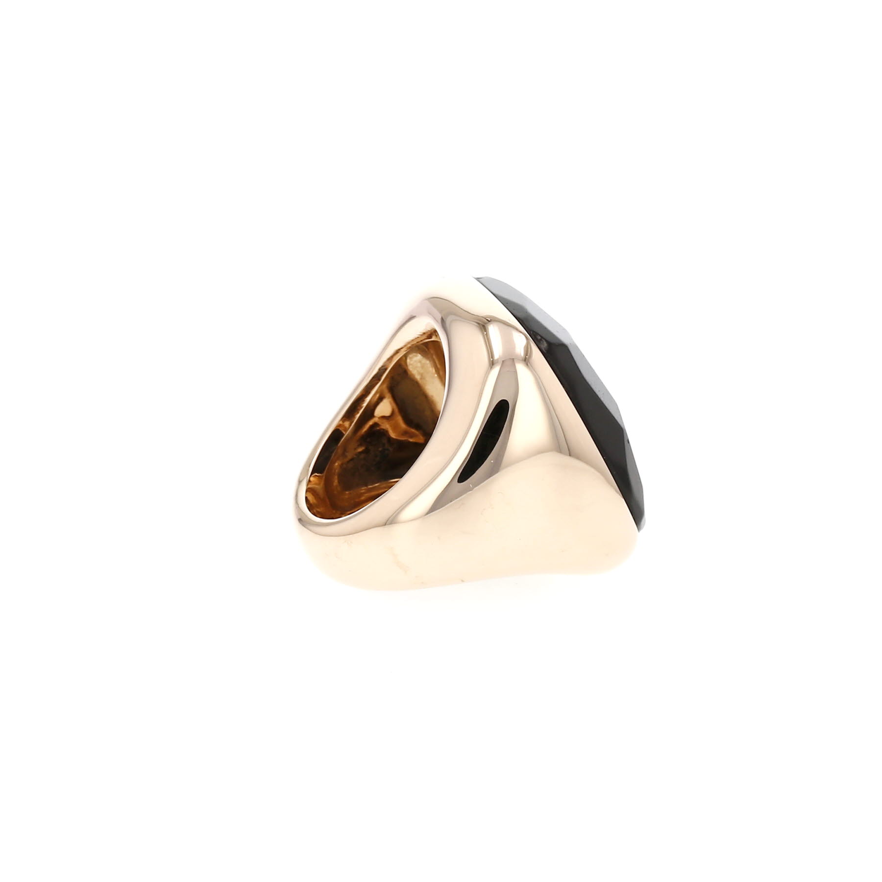 Pomellato Victoria large model ring in pink gold and jet