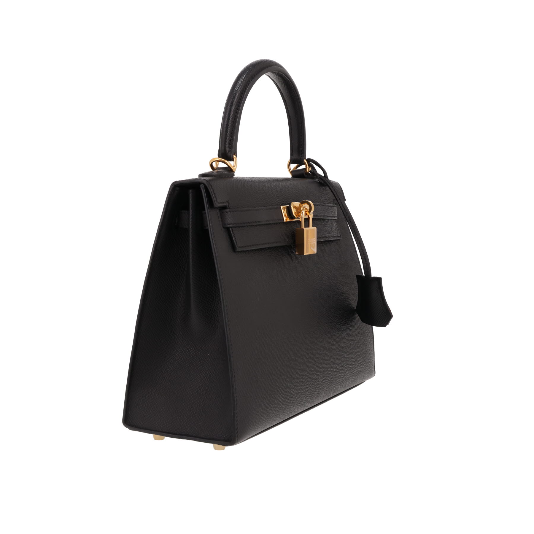 Bolso de mano Hermès  Kelly 25 cm en cuero epsom negro