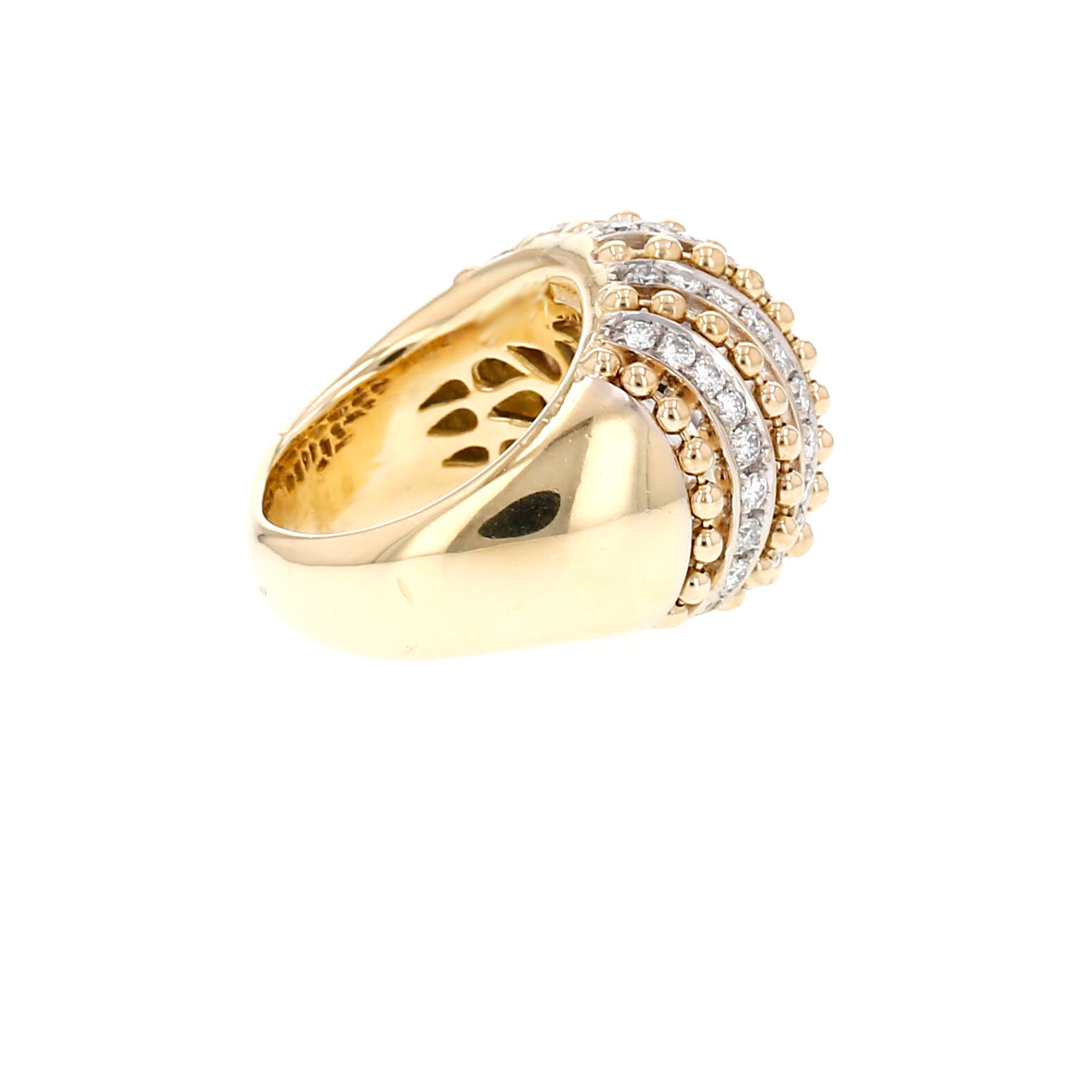 Vintage Wempe boule ring in yellow gold, white gold and diamonds