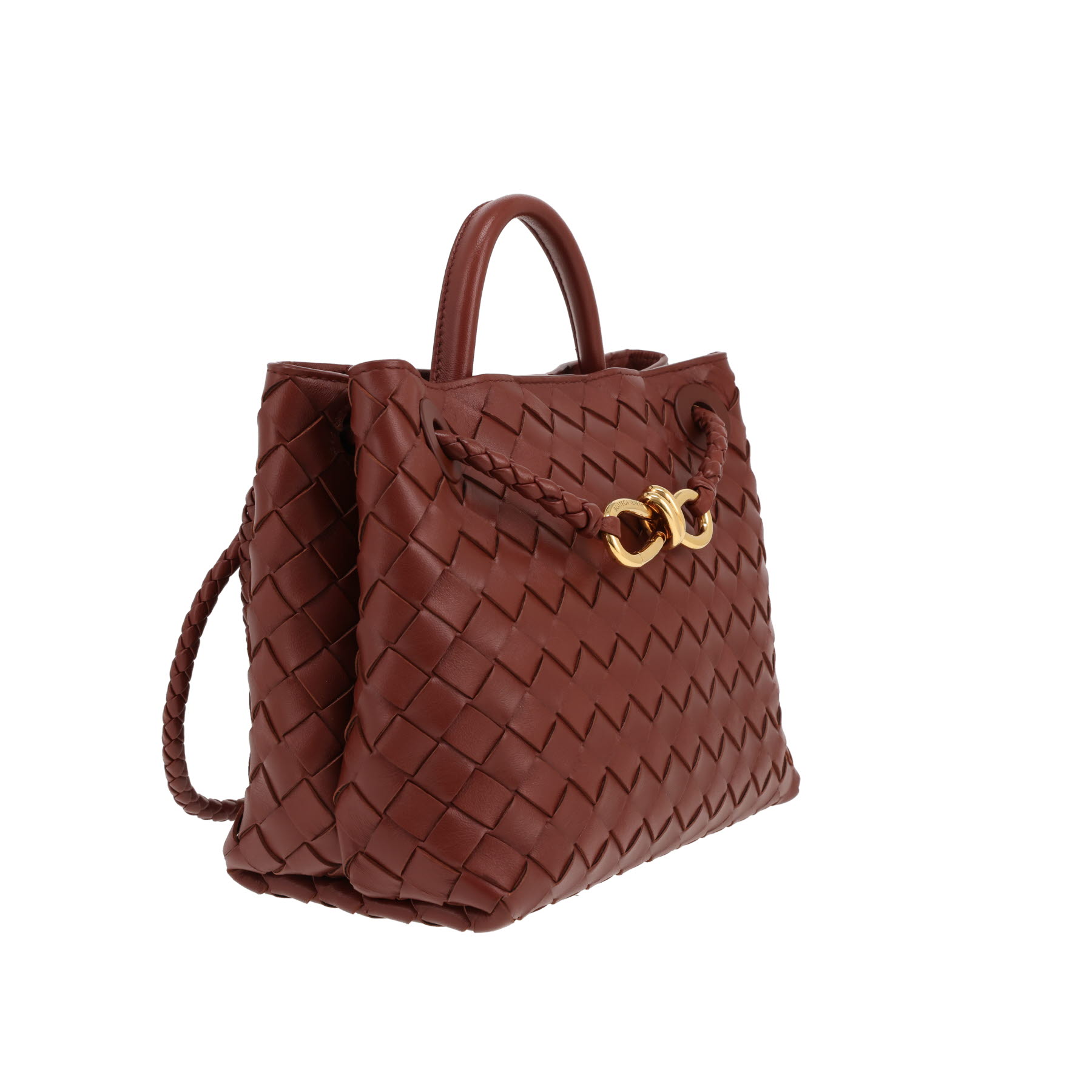 Bottega Veneta  Andiamo handbag  in brown intrecciato leather