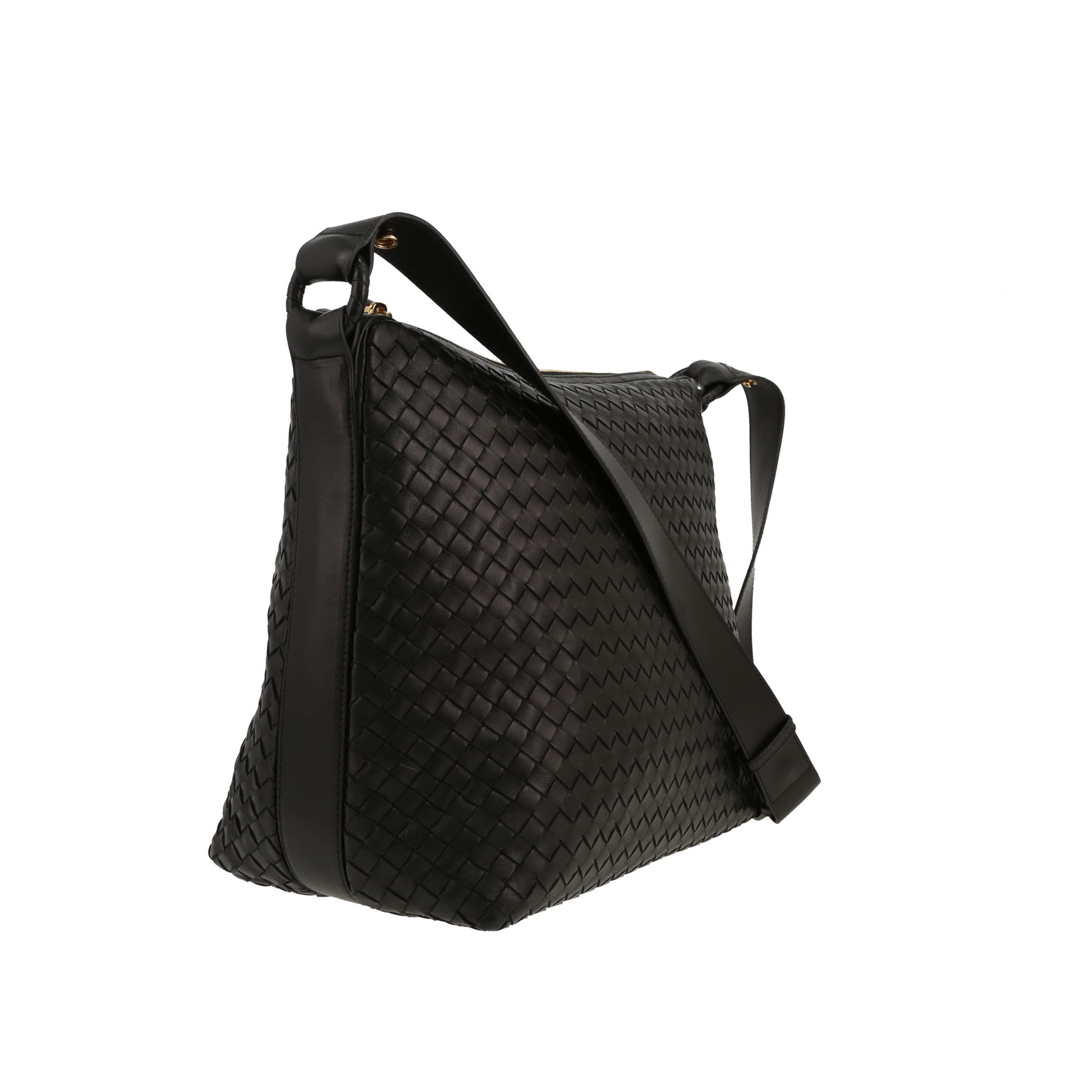 Sac bandoulière Bottega Veneta   en cuir intrecciato noir