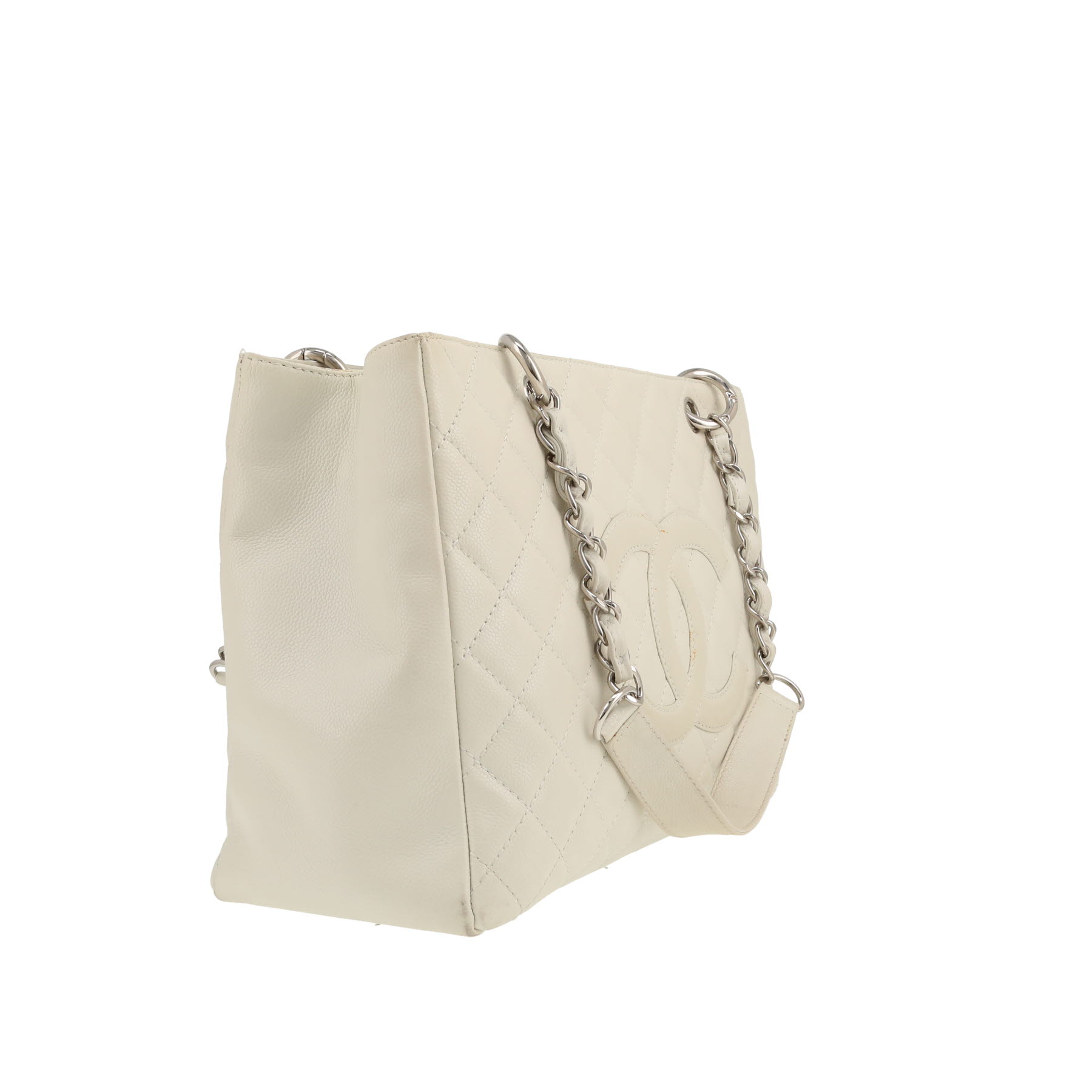 Chanel  Shopping GST handbag  in white quilted leather