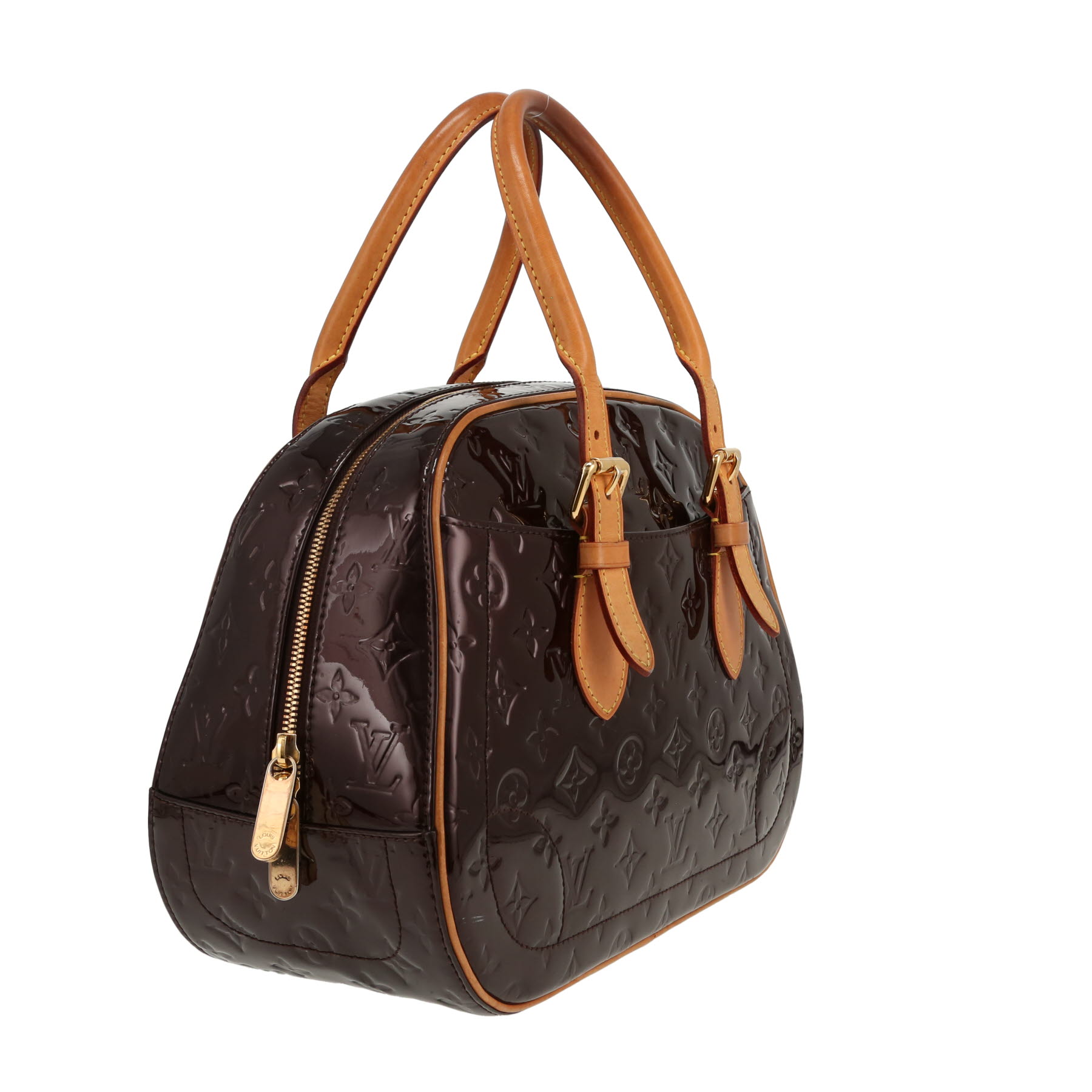 Bolso de mano Louis Vuitton  Summit Drive en charol Monogram color berenjena y cuero natural
