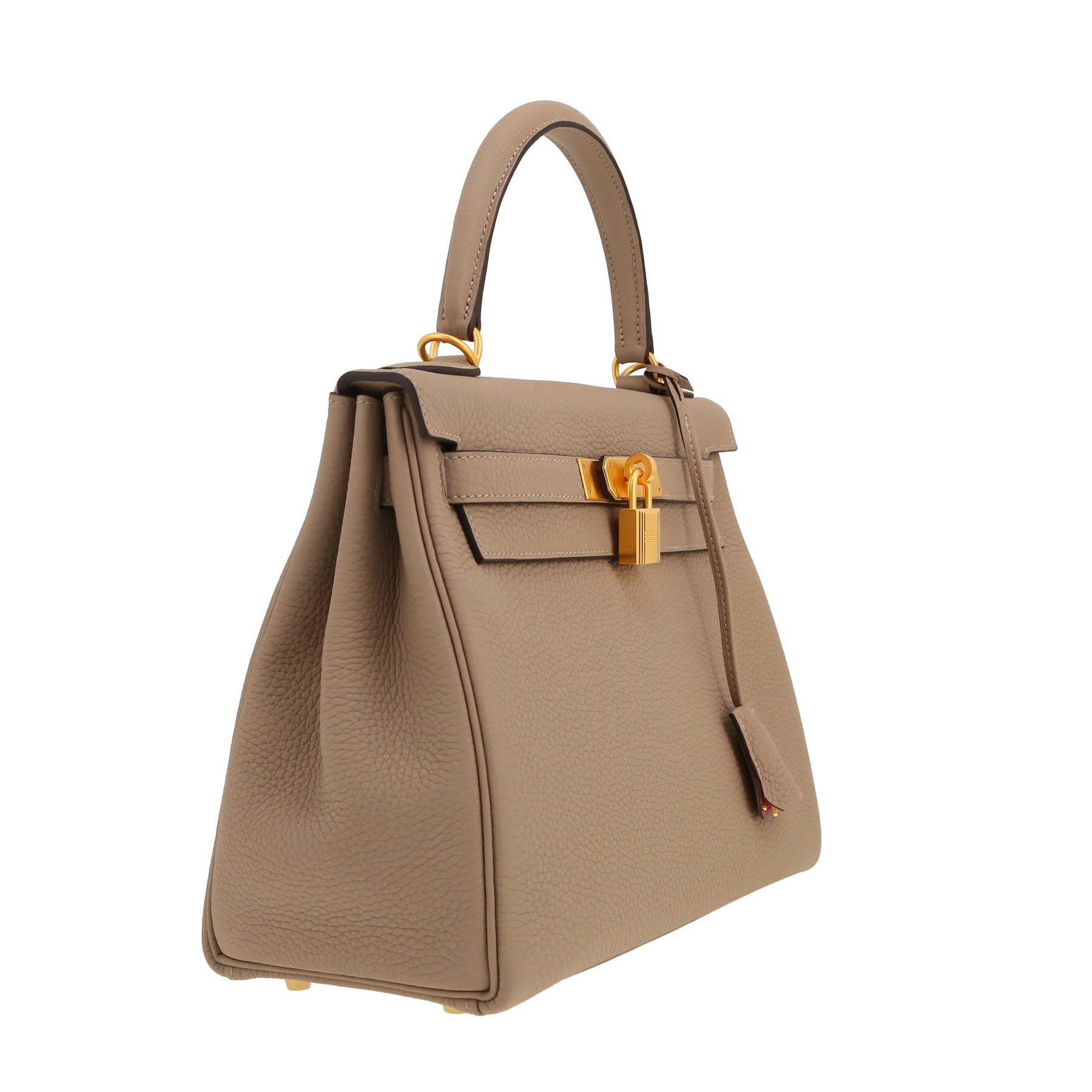 Bolso de mano Hermès  Kelly 28 cm en cuero taurillon clémence gris tórtola