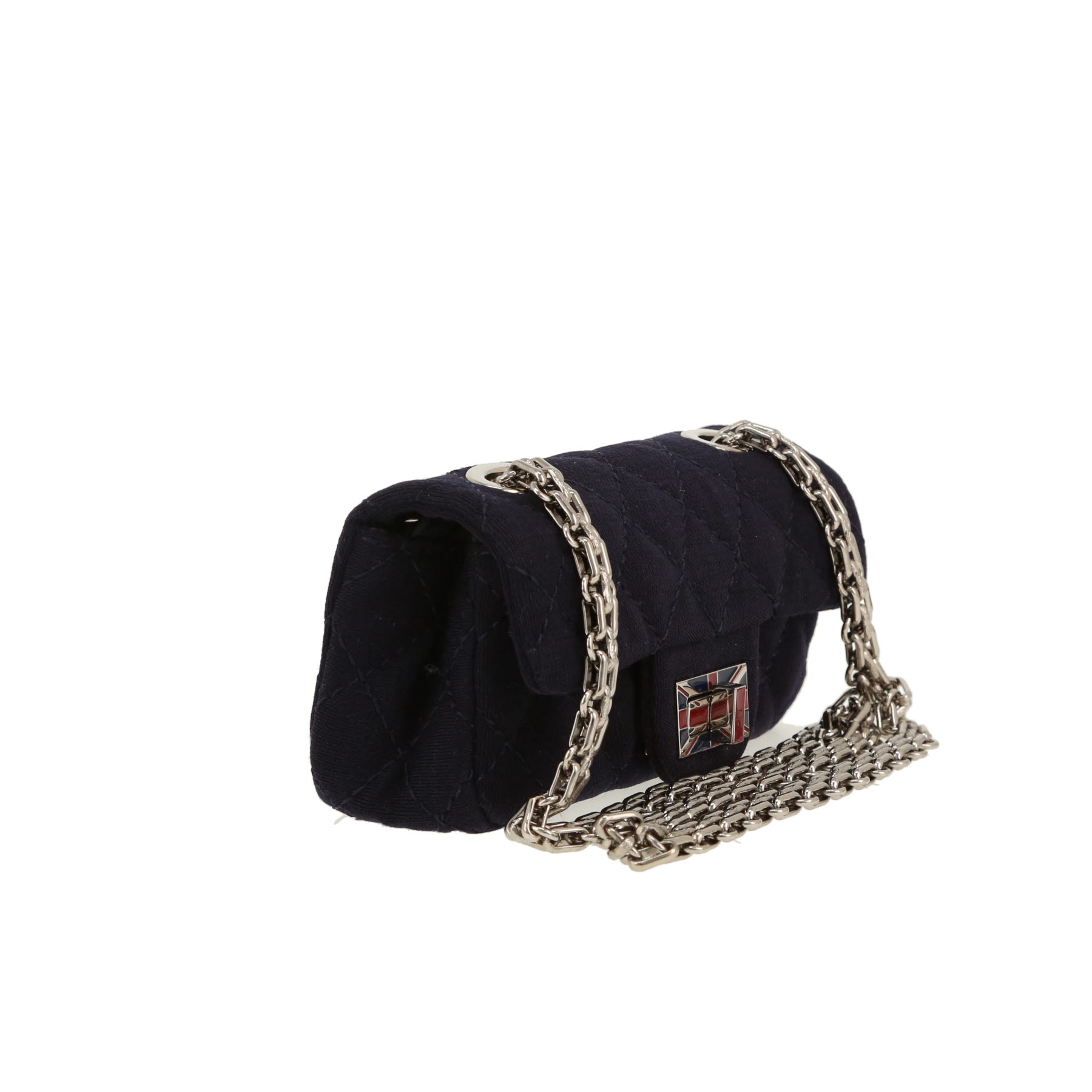 Sac bandoulière Chanel  2.55 mini  en toile jersey bleu-marine