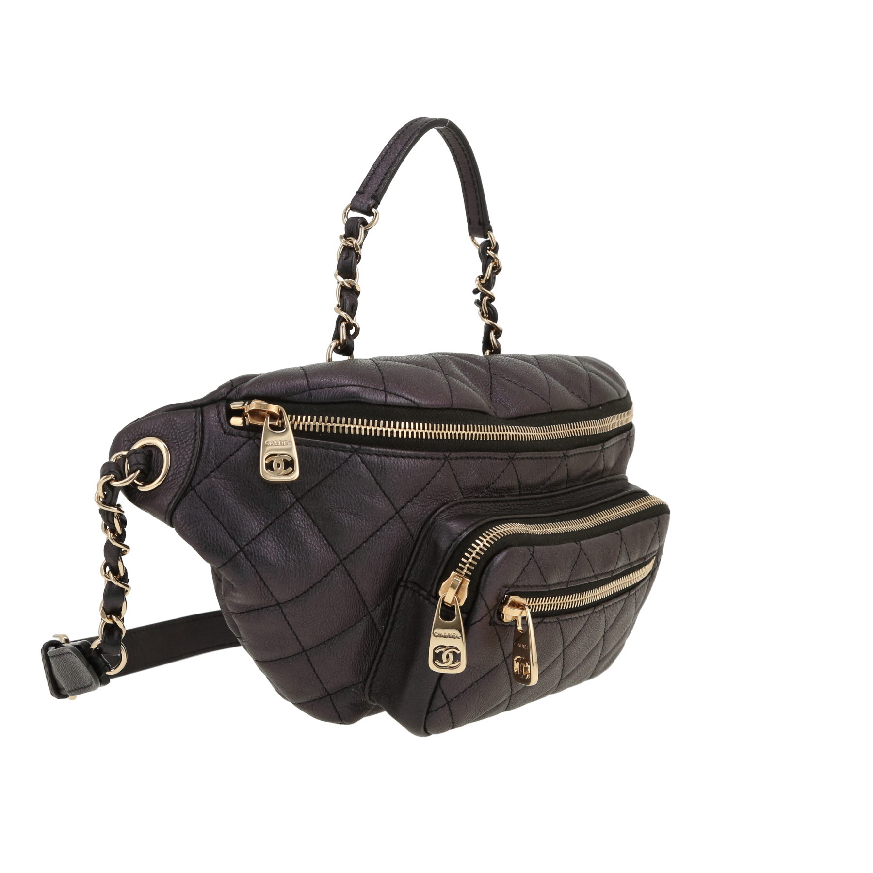 Chanel   clutch-belt  in black quilted leather